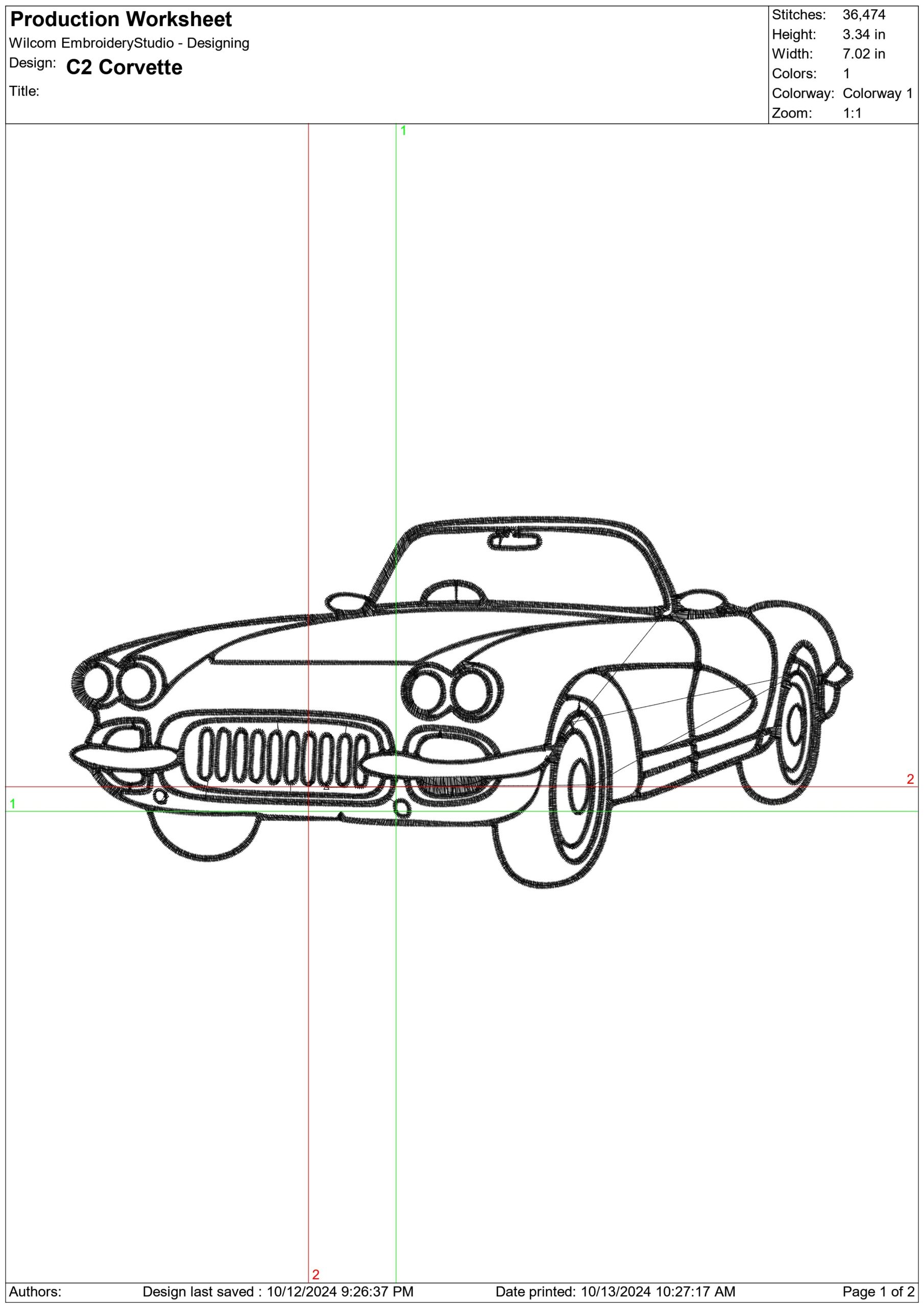 Corvette C2 Outline drawing - Corvette Swoosh - Nike Car embroidery design - instant download — view 2