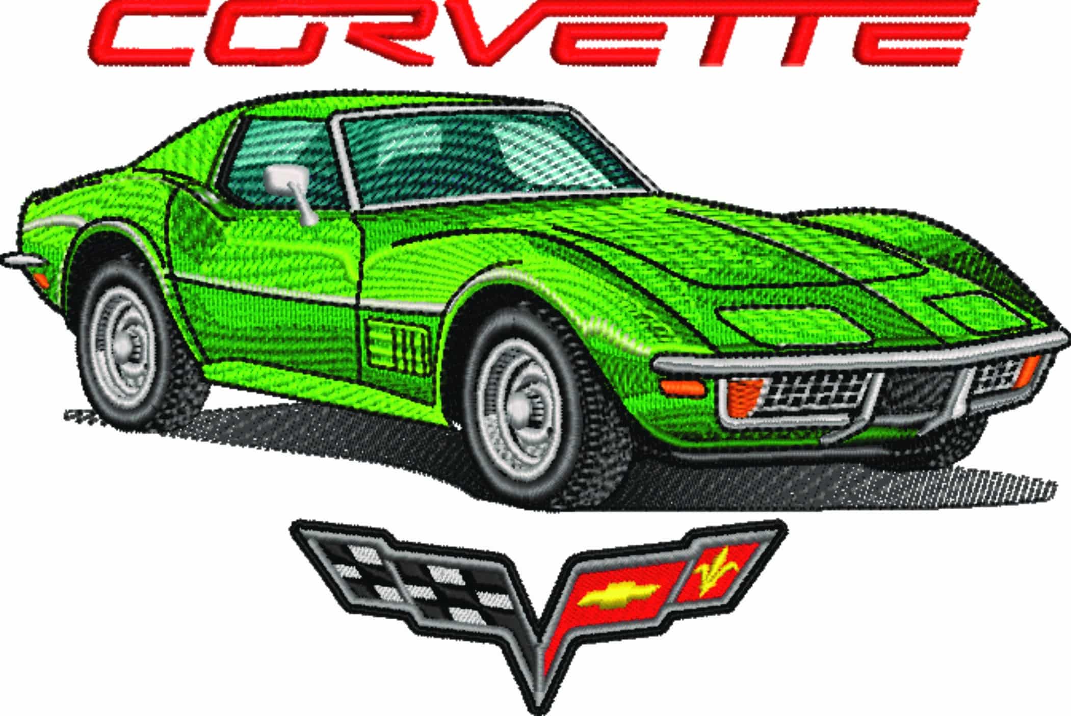 Corvette Stingray 1972 with Corvette Logo - Corvette Swoosh - Nike Car embroidery design - instant download — view 5