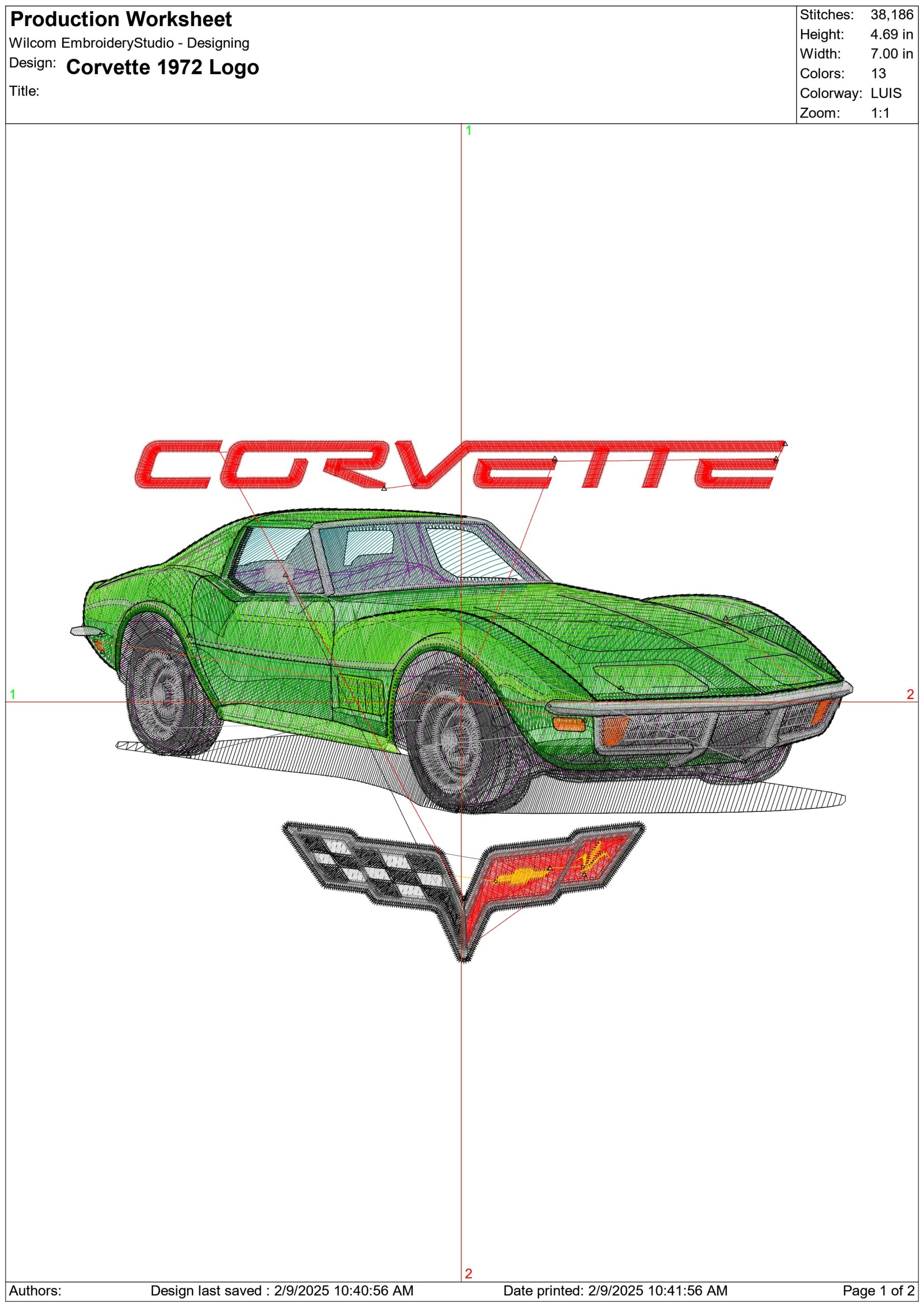 Corvette Stingray 1972 with Corvette Logo - Corvette Swoosh - Nike Car embroidery design - instant download — view 3