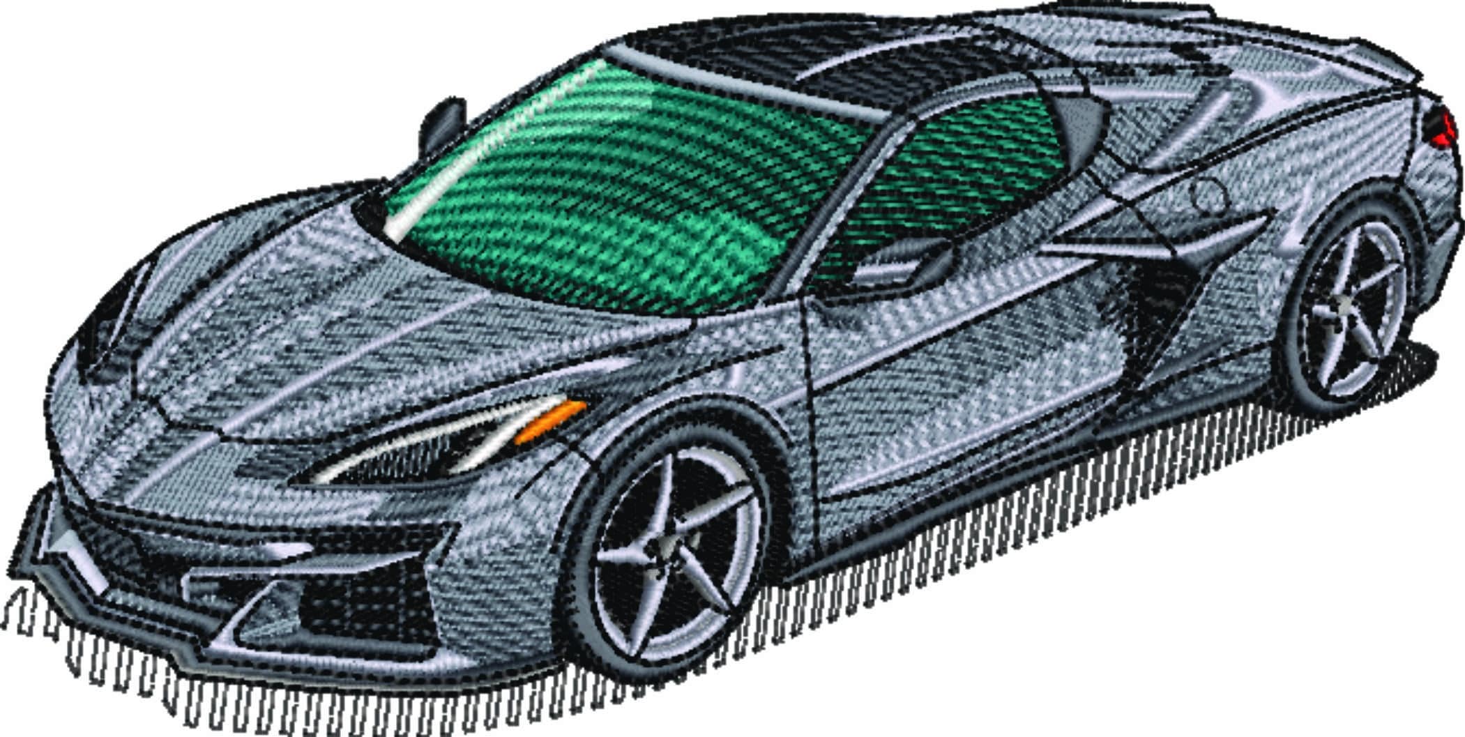 Corvette Stingray C8 - Corvette Swoosh - Nike Car embroidery design - instant download — view 5