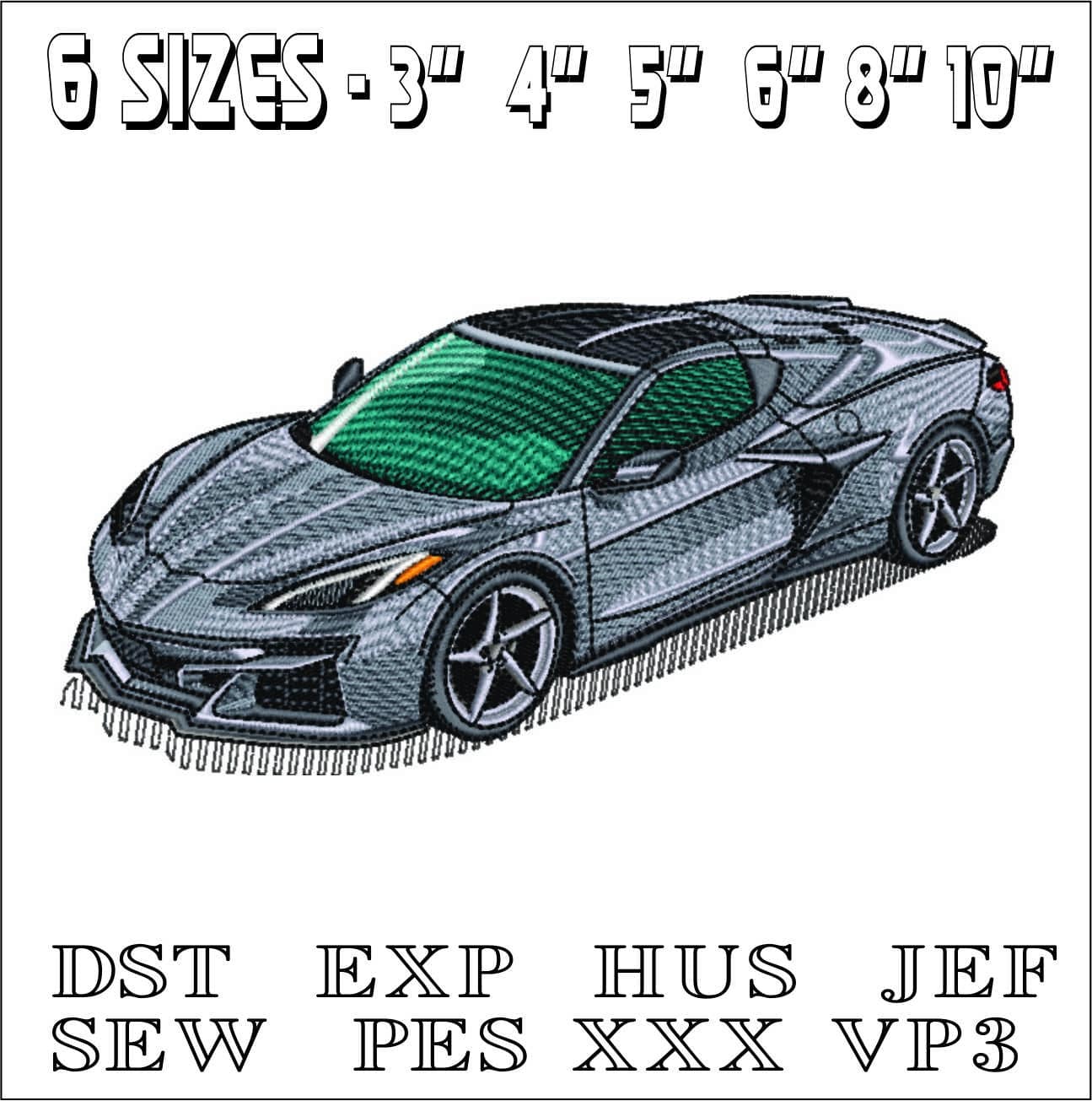 Corvette Stingray C8 - Corvette Swoosh - Nike Car embroidery design - instant download — view 2