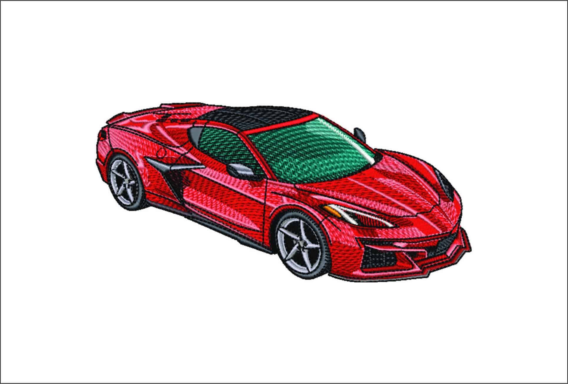 Corvette Stingray C8 Red - Corvette Swoosh - Nike Car embroidery design - instant download
