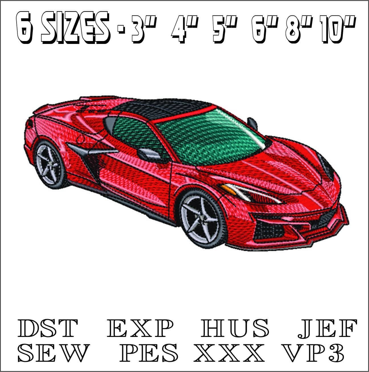Corvette Stingray C8 Red - Corvette Swoosh - Nike Car embroidery design - instant download — view 2
