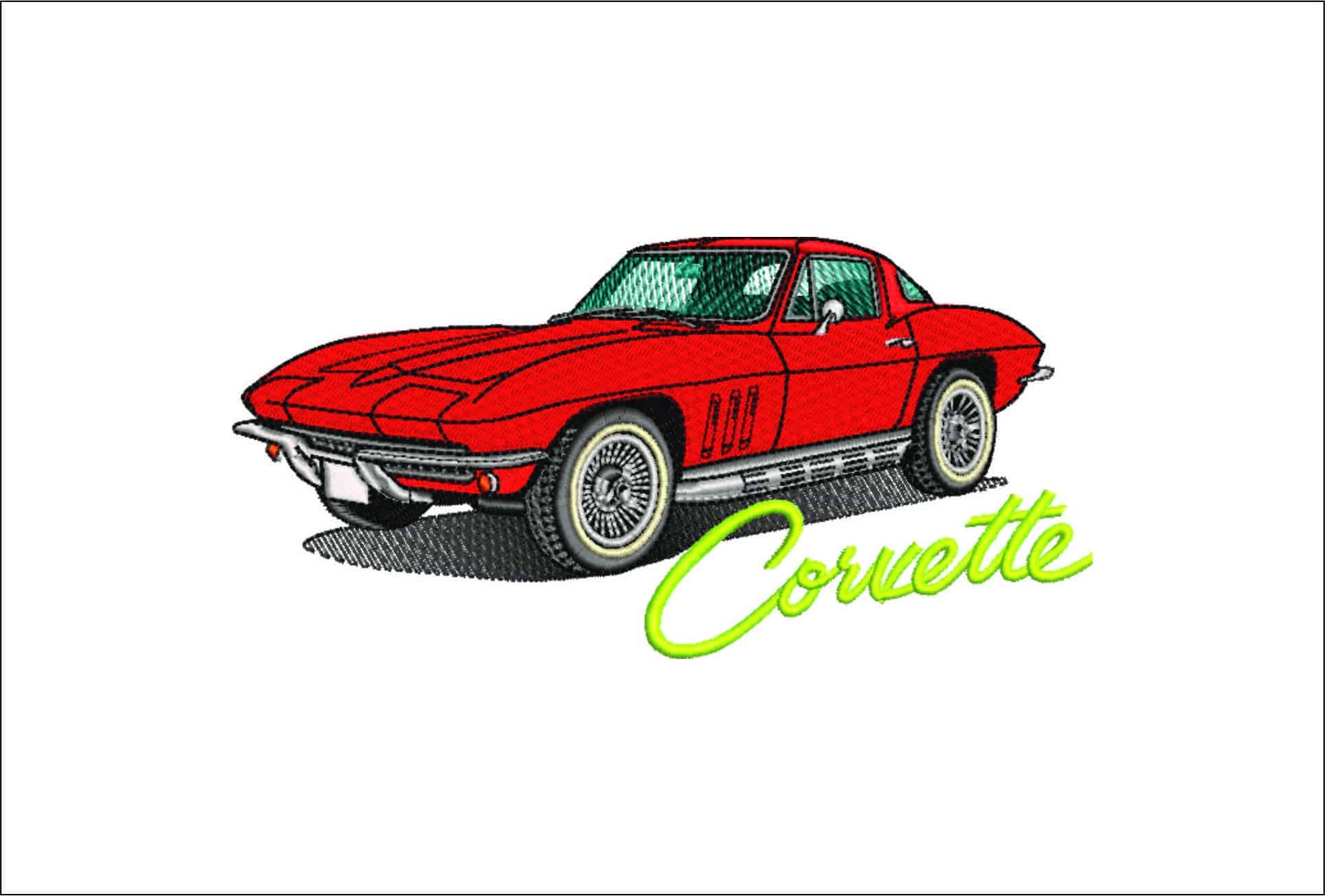 Corvette 1964 with Logo - Corvette Swoosh - Nike Car embroidery design - instant download