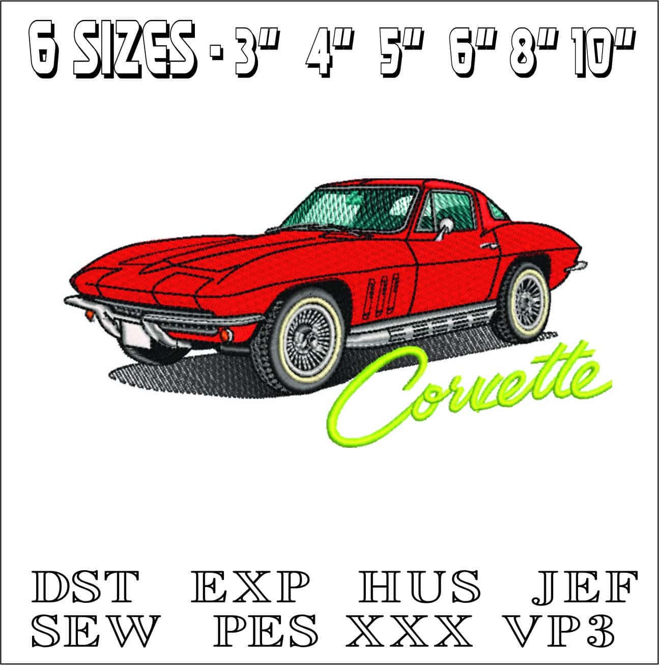 Corvette 1964 with Logo - Corvette Swoosh - Nike Car embroidery design - instant download — view 2
