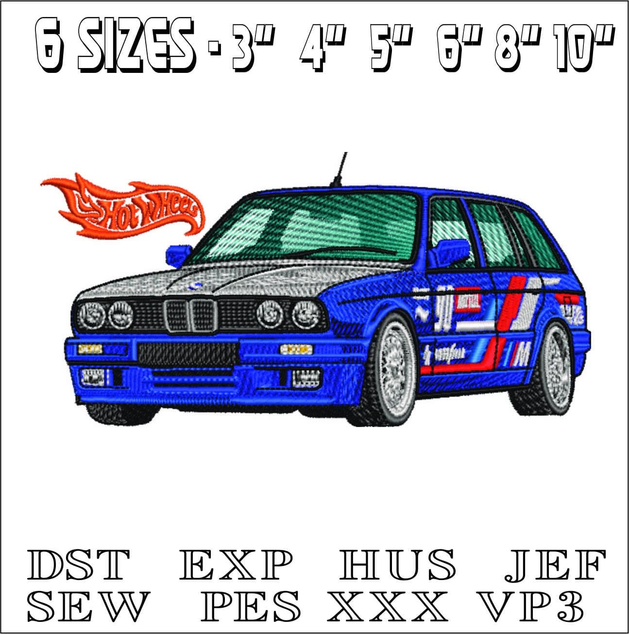 BMW Hot Wheel Wagon - Nike Car embroidery design file - instant download — view 2