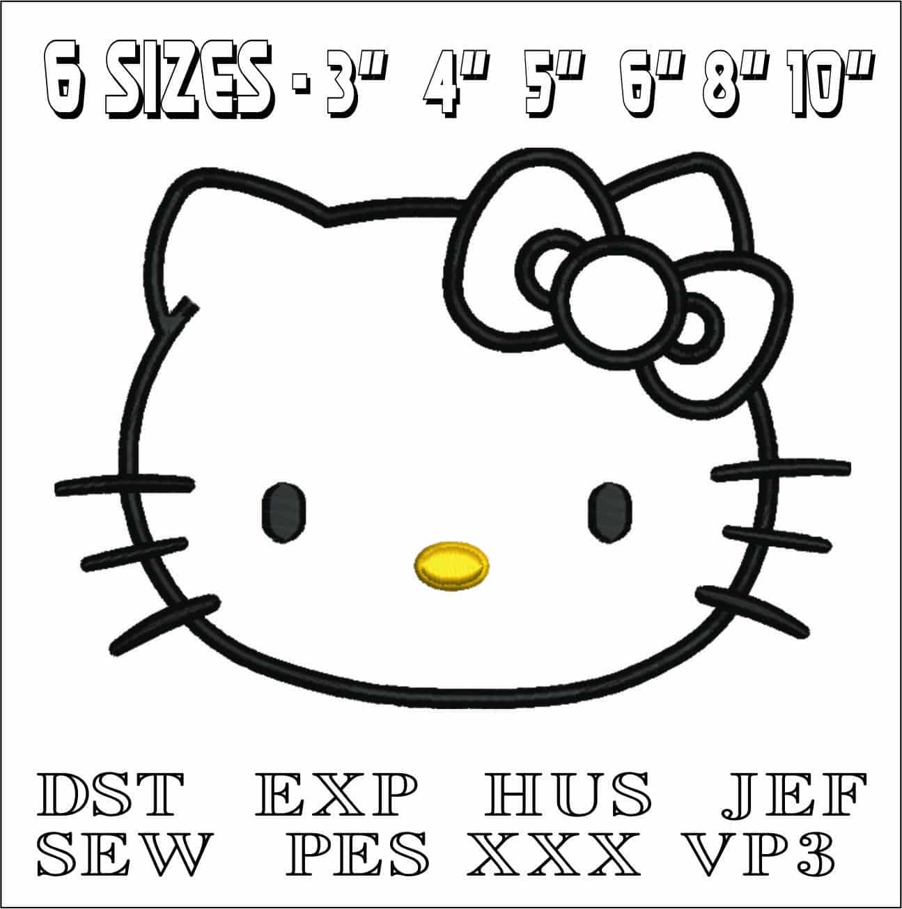 Hello Kitty Head for Applique - embroidery design - embroidery file - instant download — view 2