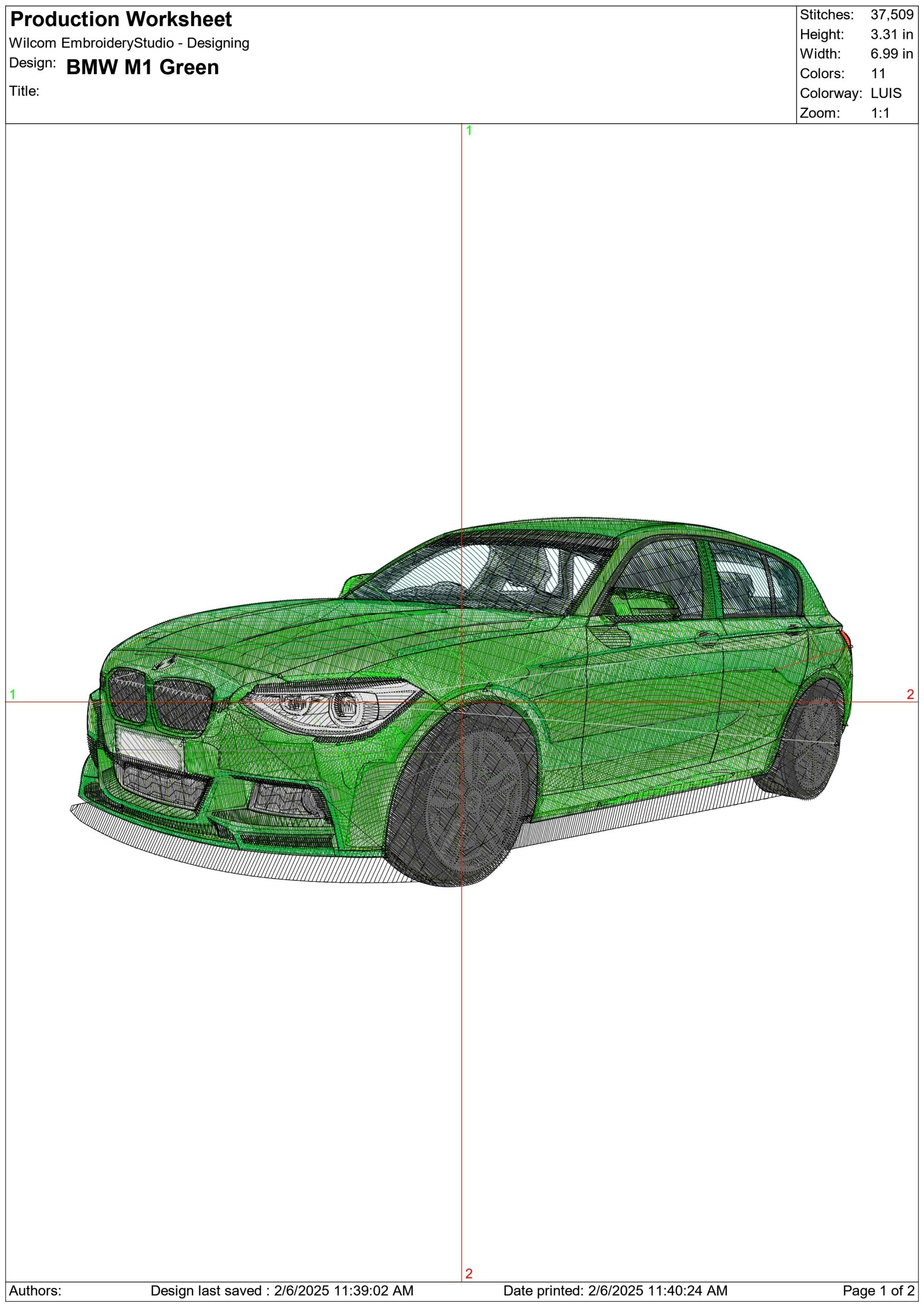 BMW 1 Series M Sport Green - Nike Car embroidery design file - instant download — view 3