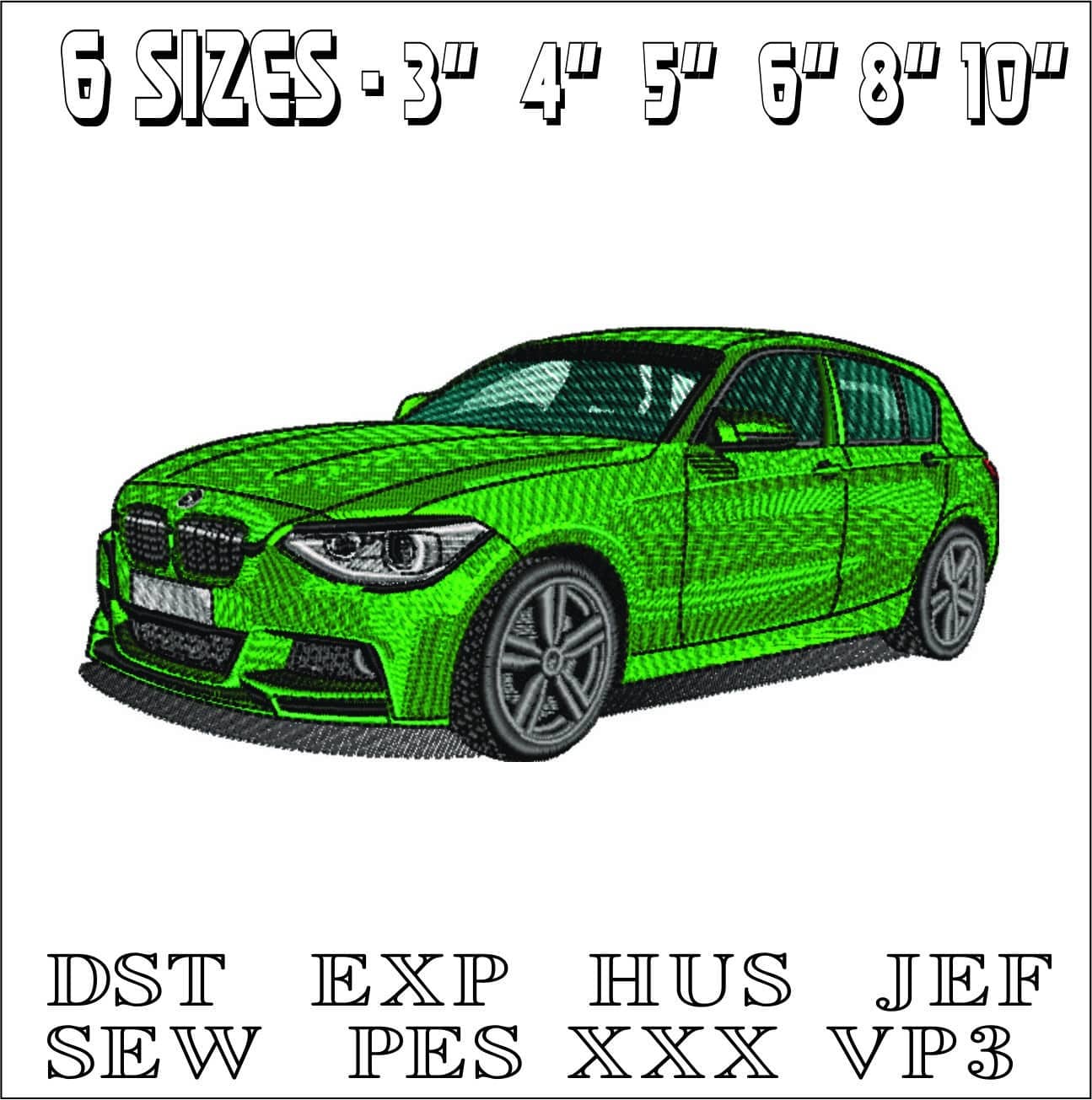 BMW 1 Series M Sport Green - Nike Car embroidery design file - instant download — view 2