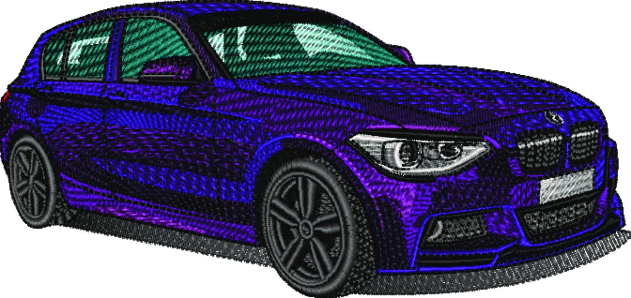 BMW 140i M Sport Purple - Nike Car embroidery design file - instant download — view 5
