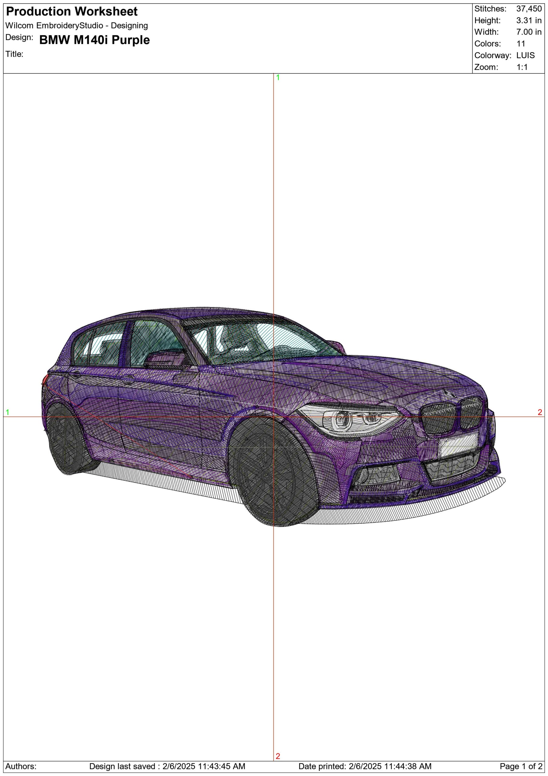 BMW 140i M Sport Purple - Nike Car embroidery design file - instant download — view 3