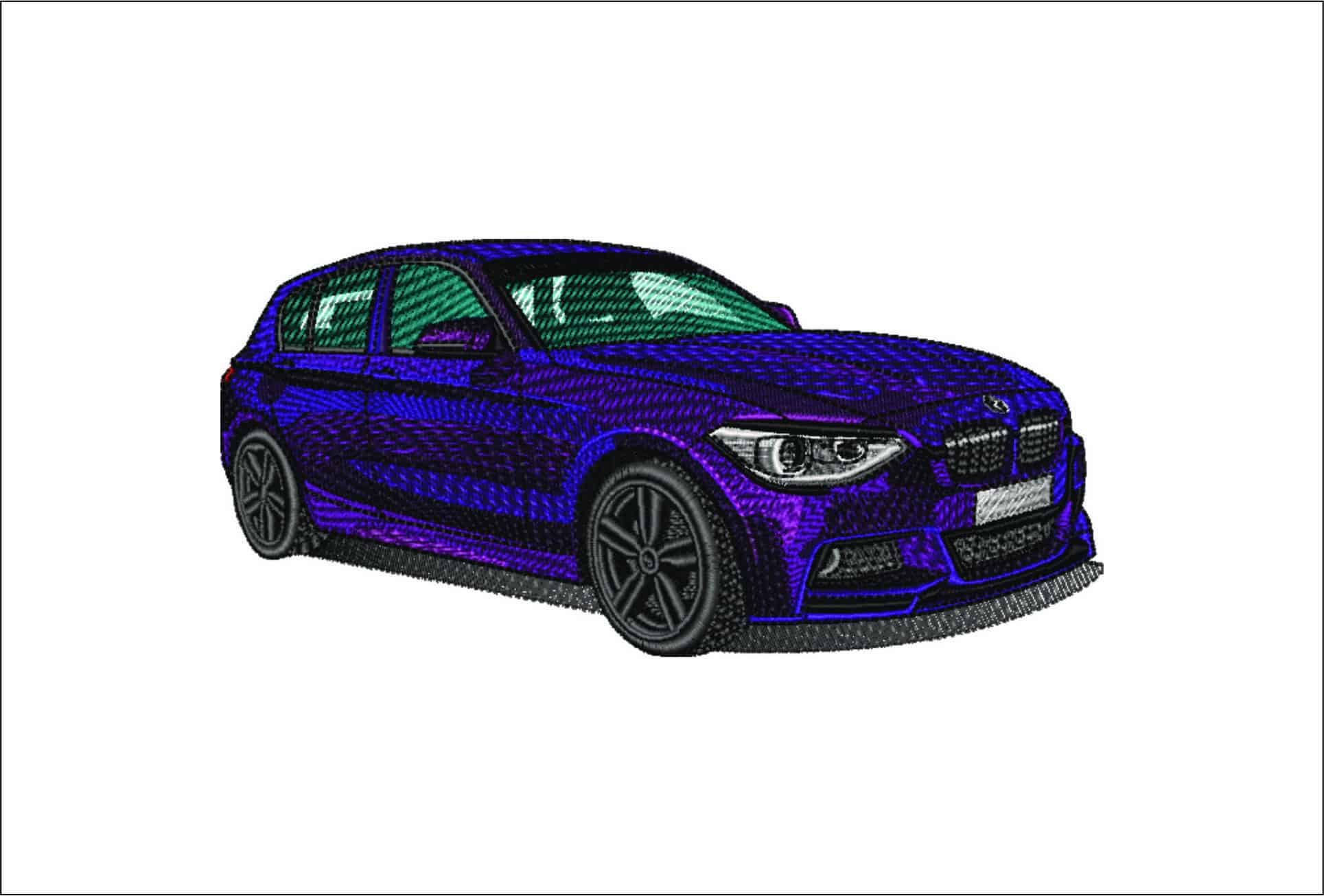 BMW 140i M Sport Purple - Nike Car embroidery design file - instant download