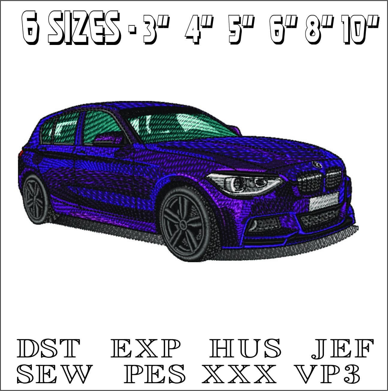 BMW 140i M Sport Purple - Nike Car embroidery design file - instant download — view 2