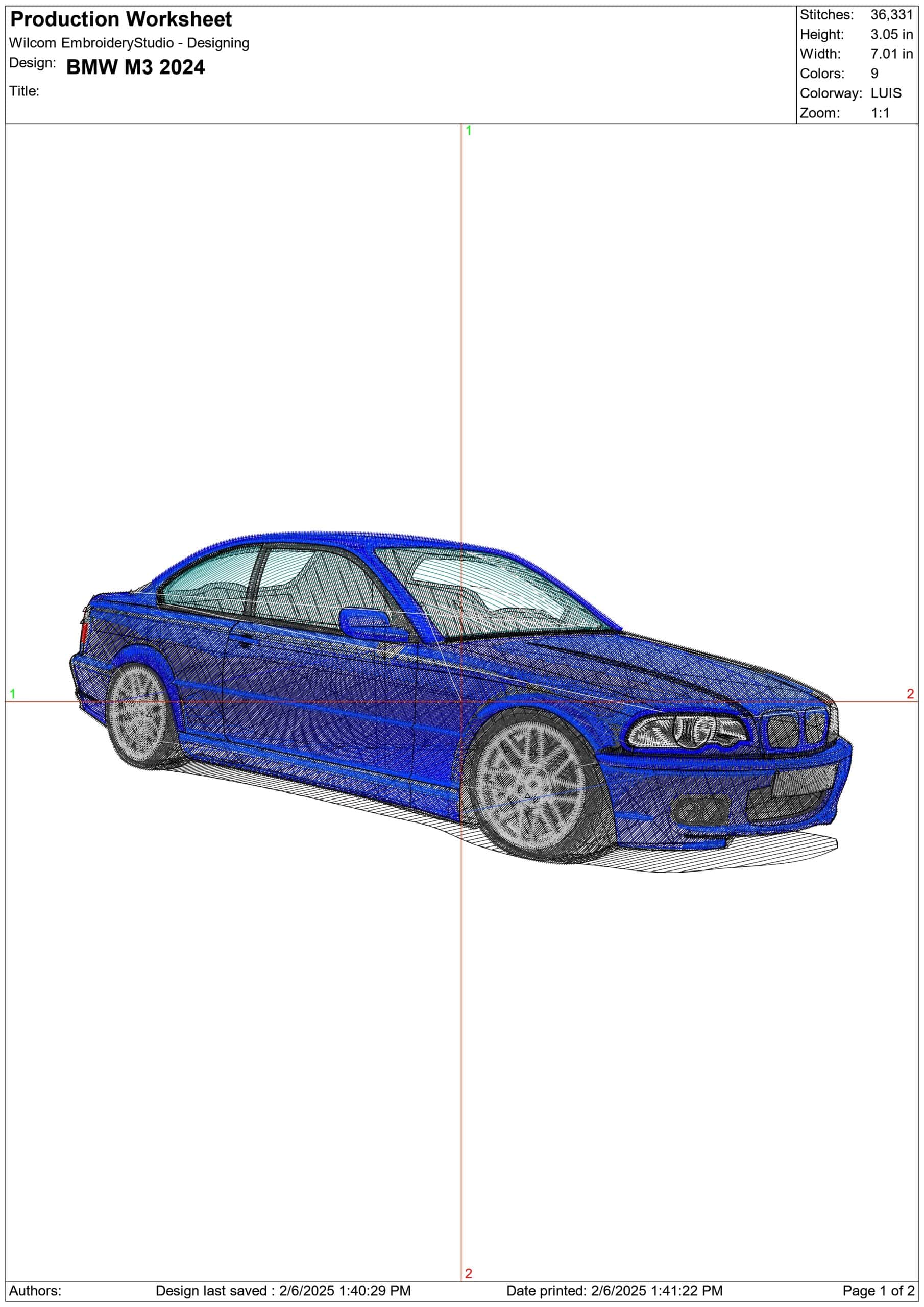 BMW M3 Sport - Nike Car embroidery design file - instant download — view 3