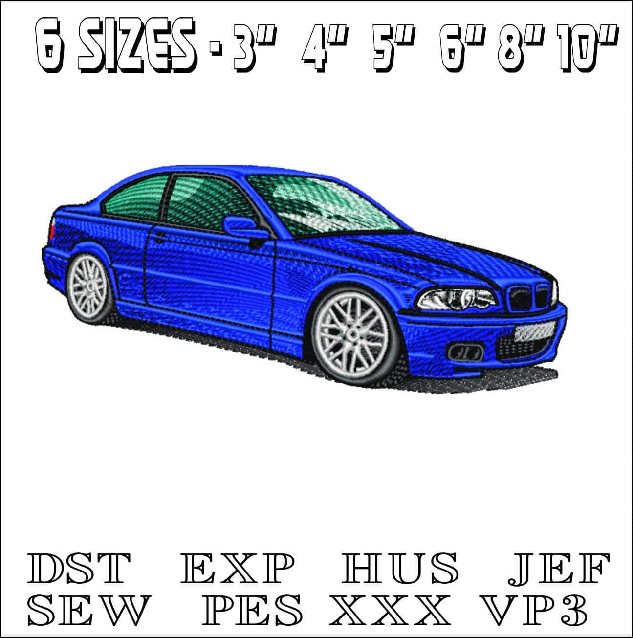 BMW M3 Sport - Nike Car embroidery design file - instant download — view 2