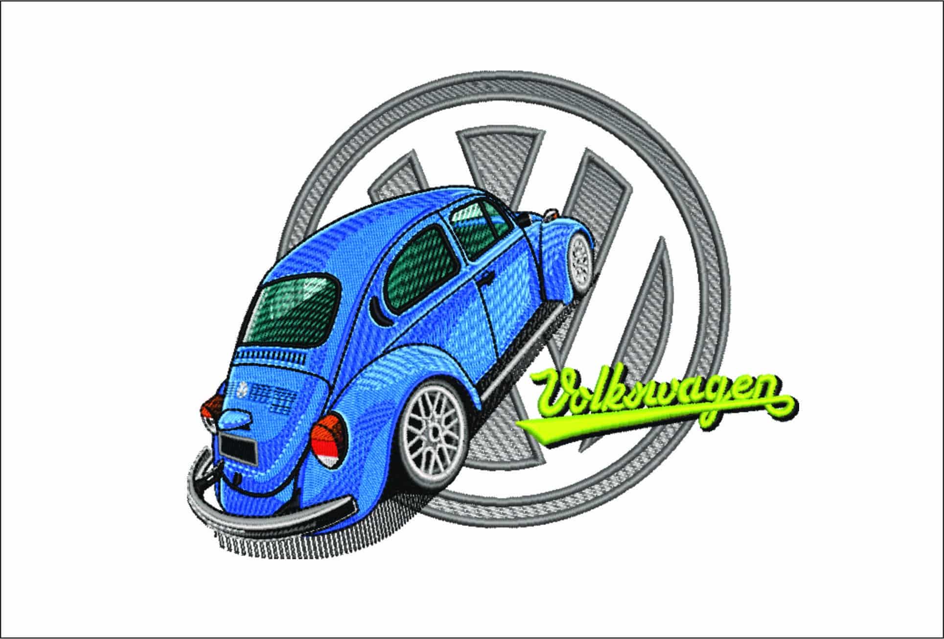 VW Beetle with Logo embroidery design - VW embroidery design machine pattern - Car embroidery file - instant download