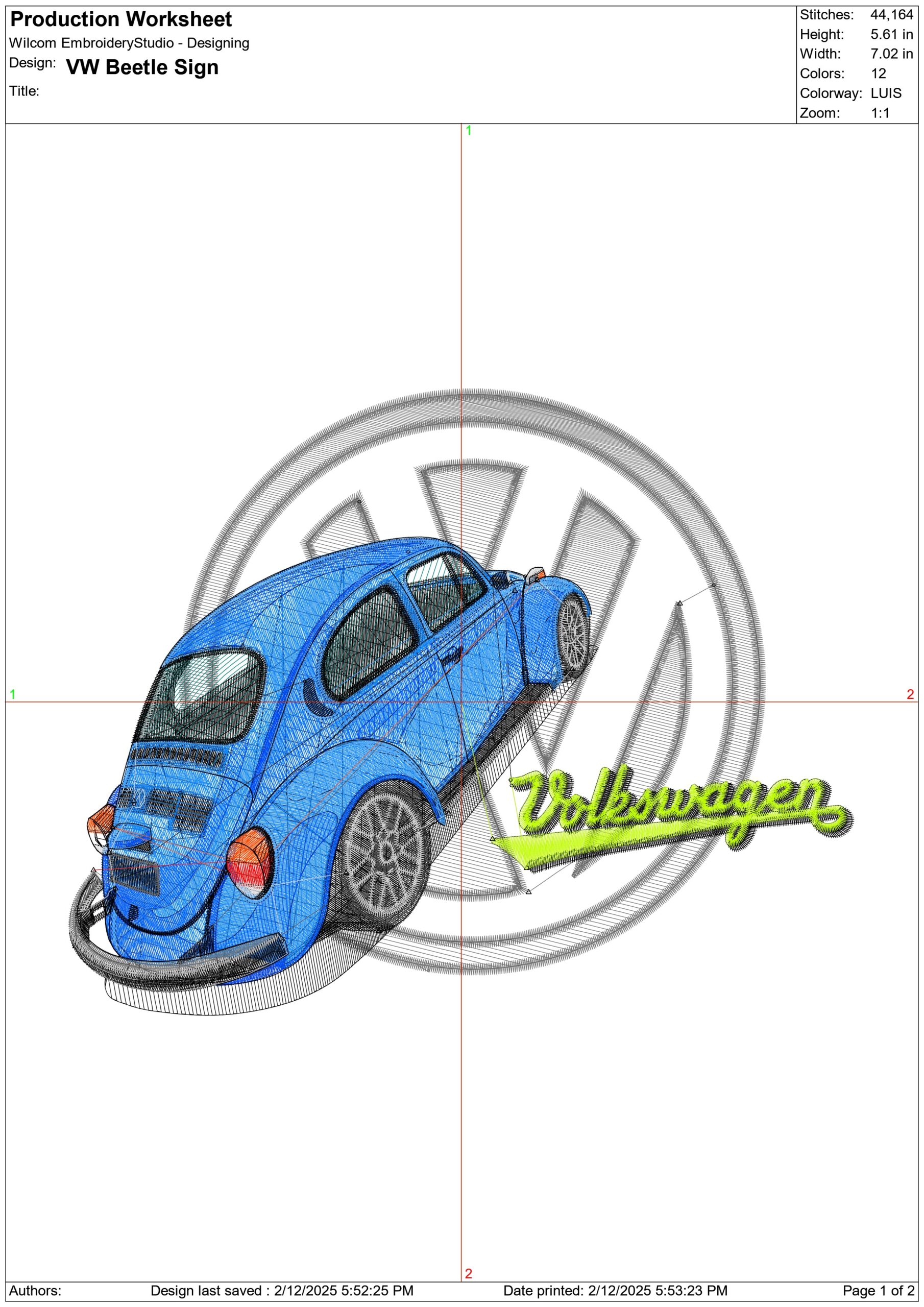 VW Beetle with Logo embroidery design - VW embroidery design machine pattern - Car embroidery file - instant download — view 3