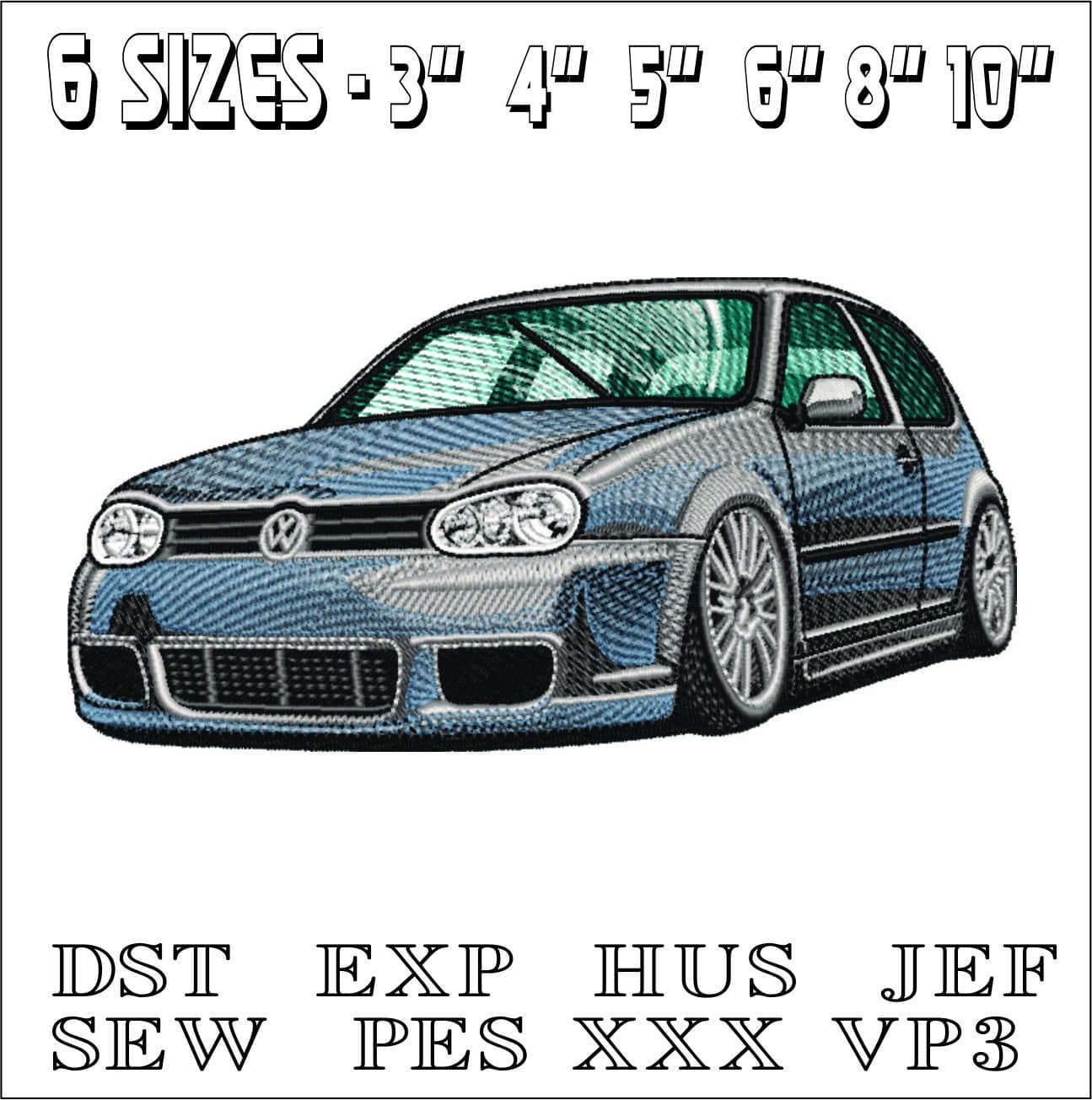 VW Golf Mk 4 embroidery design - VW embroidery design machine pattern - Car embroidery file - instant download — view 2