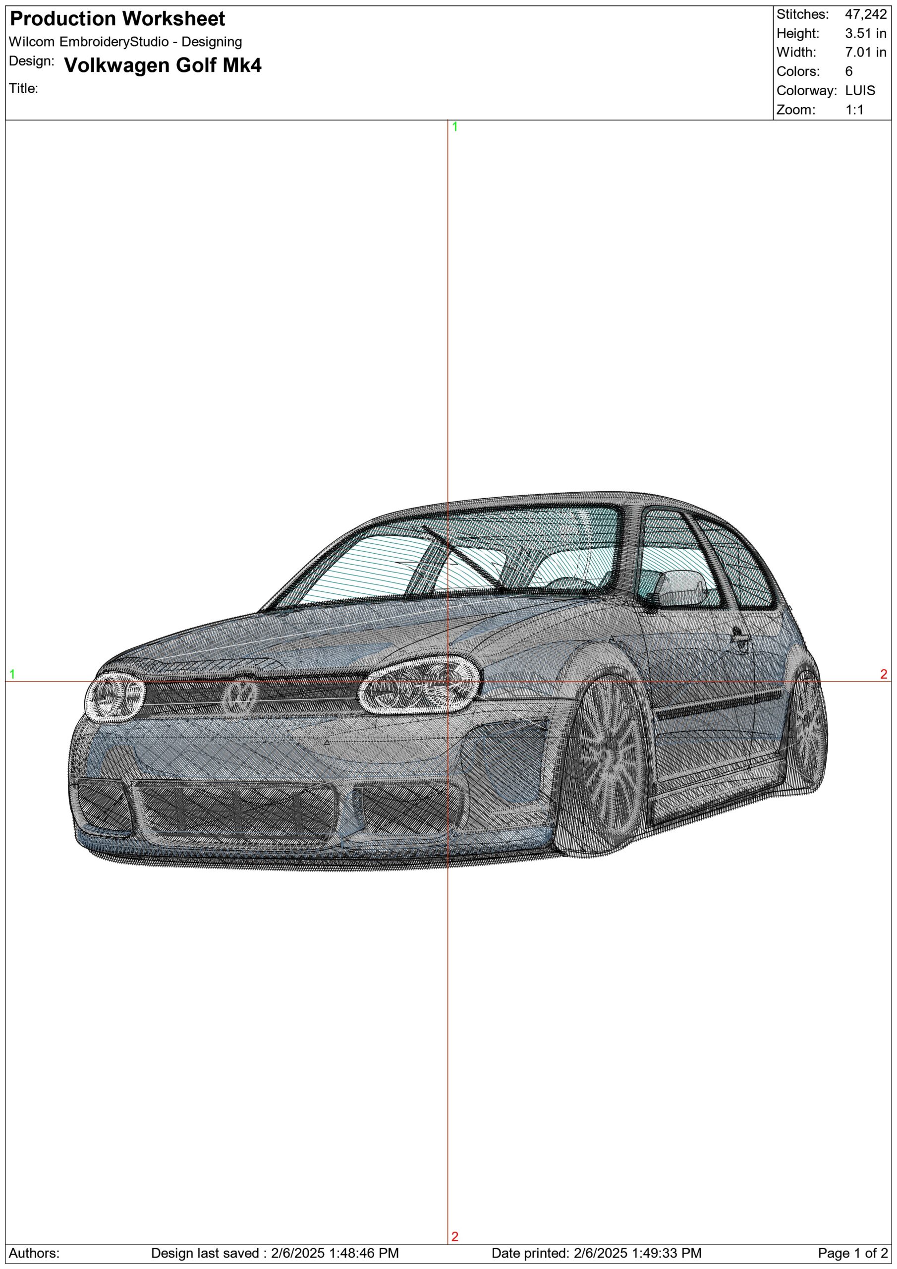 VW Golf Mk 4 embroidery design - VW embroidery design machine pattern - Car embroidery file - instant download — view 3