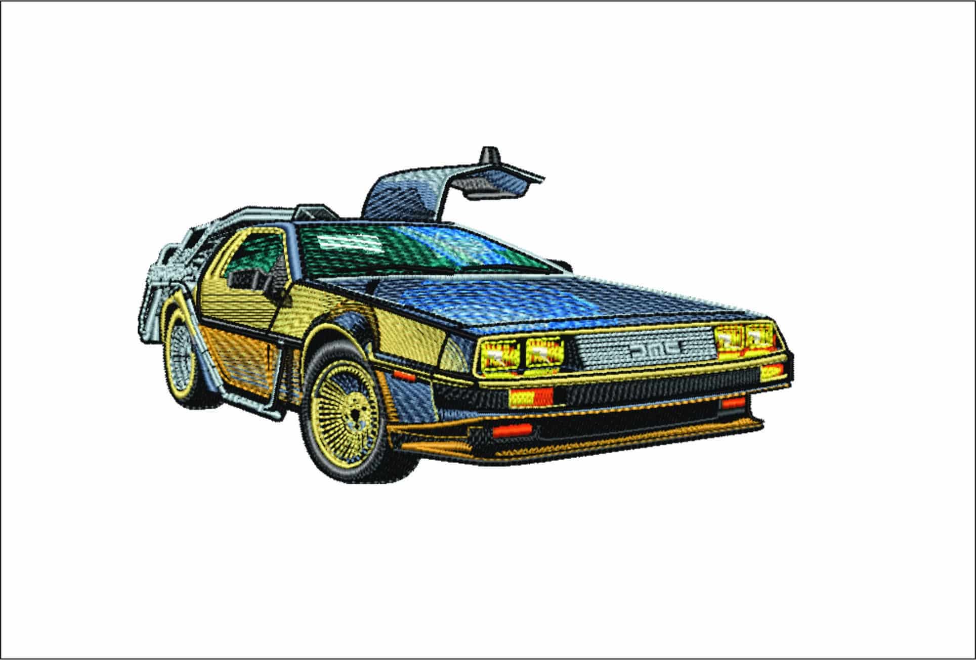DeLorean DMC- Swoosh - Nike Car embroidery design - instant download