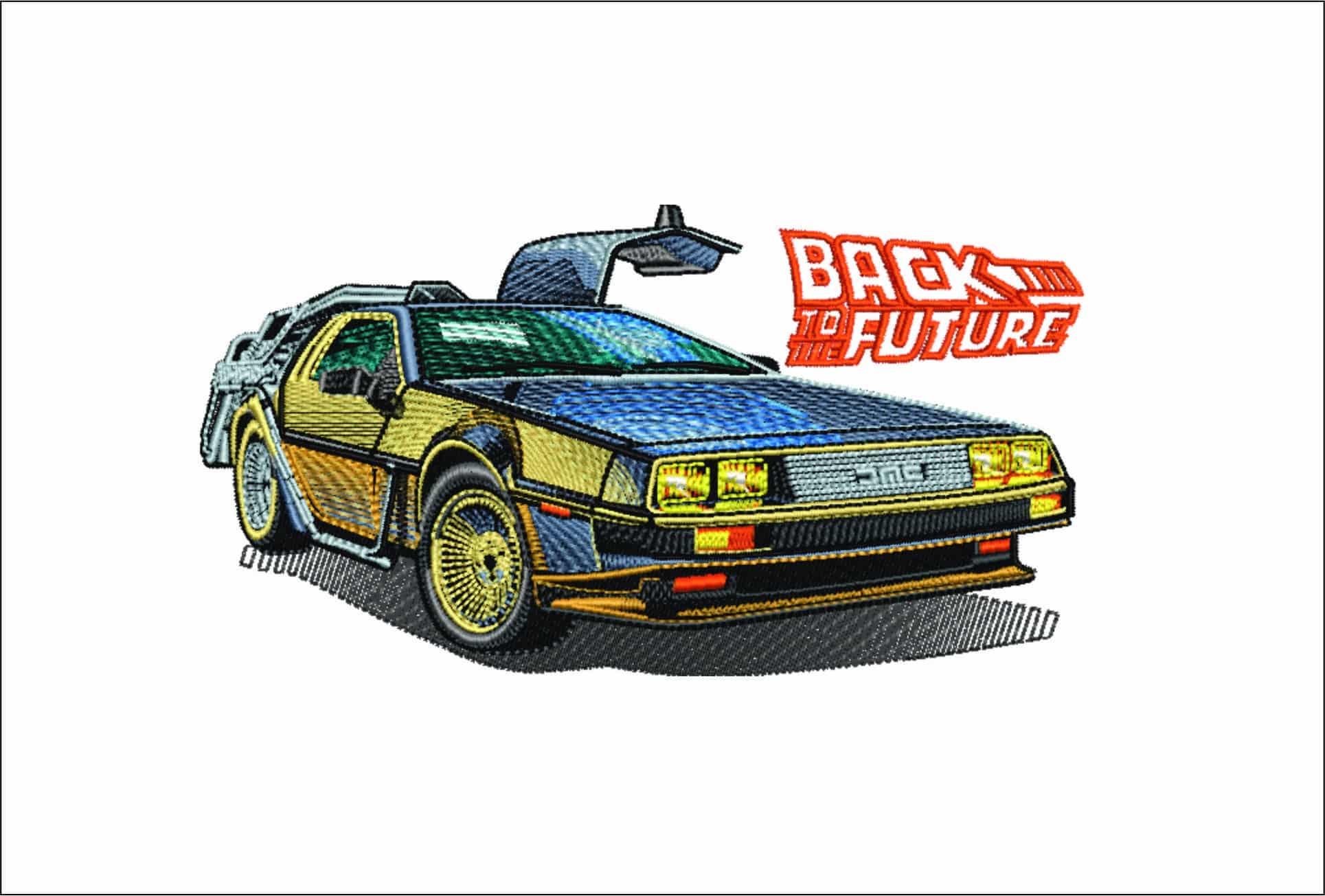 DeLorean DMC- Back to the Future - Nike Car embroidery design - instant download