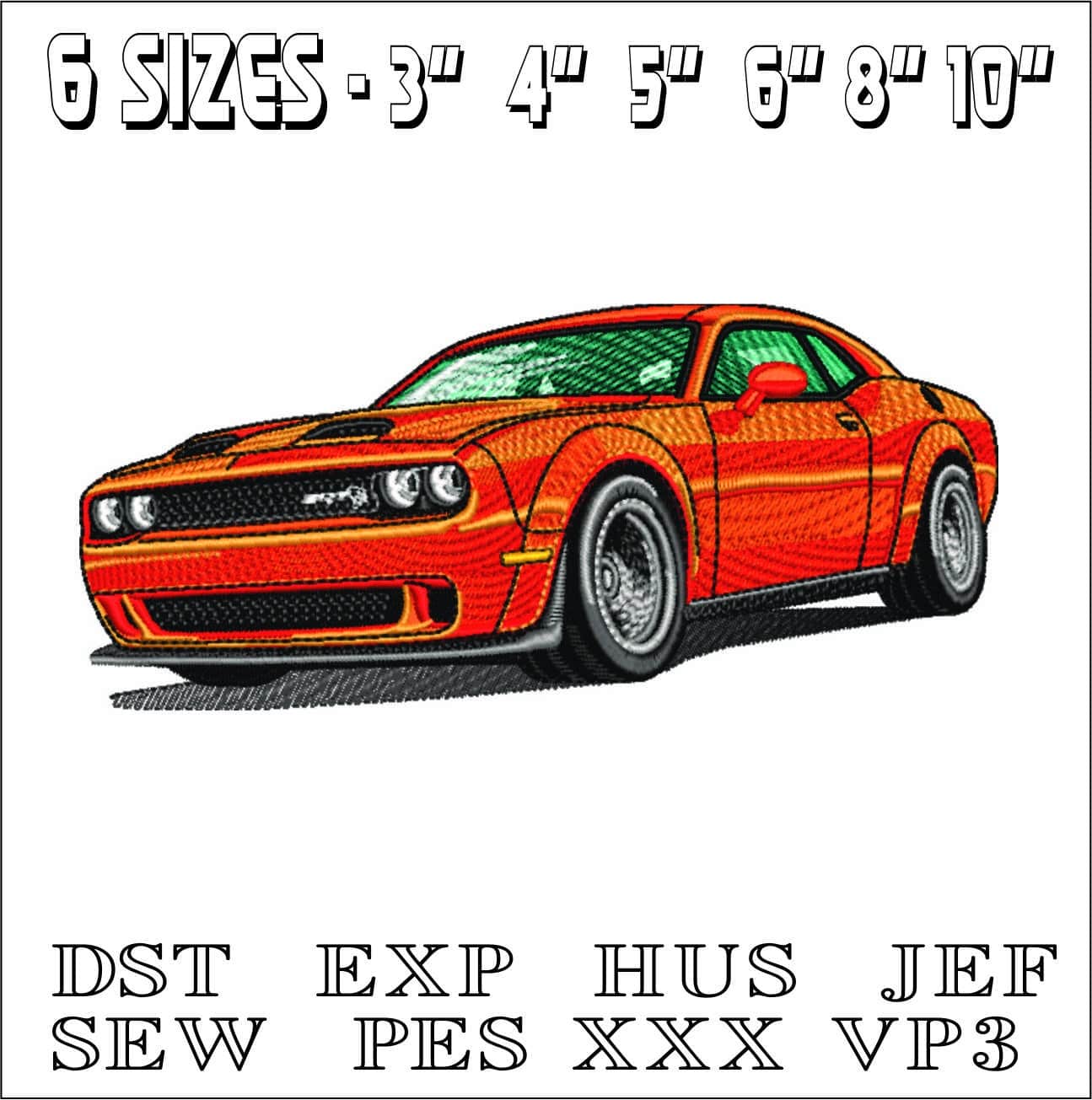Dodge Challenger SRT- Swoosh - Nike Car embroidery design - instant download — view 2