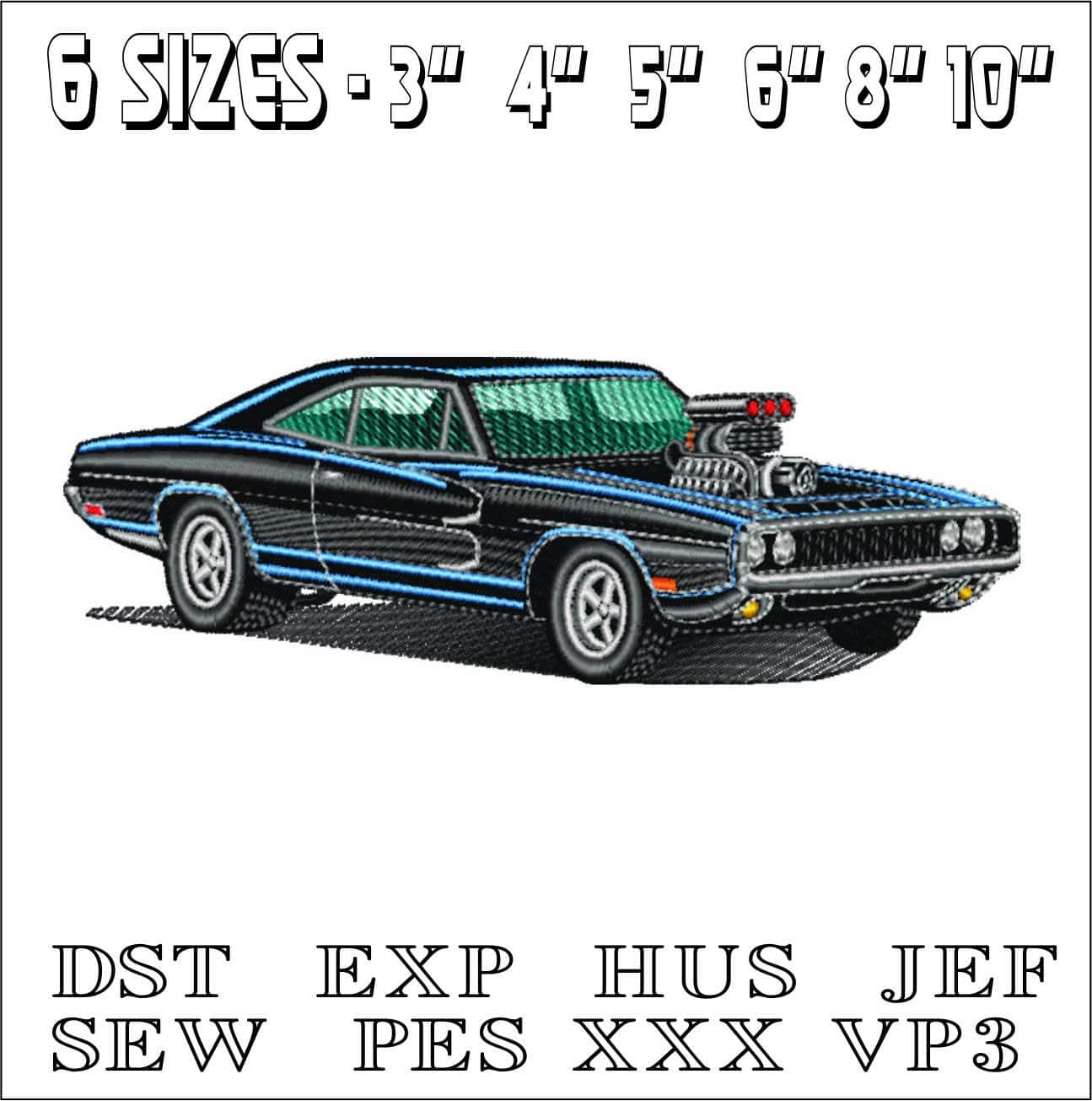 Fast and Furious Charger- Swoosh - Nike Car embroidery design - instant download — view 2