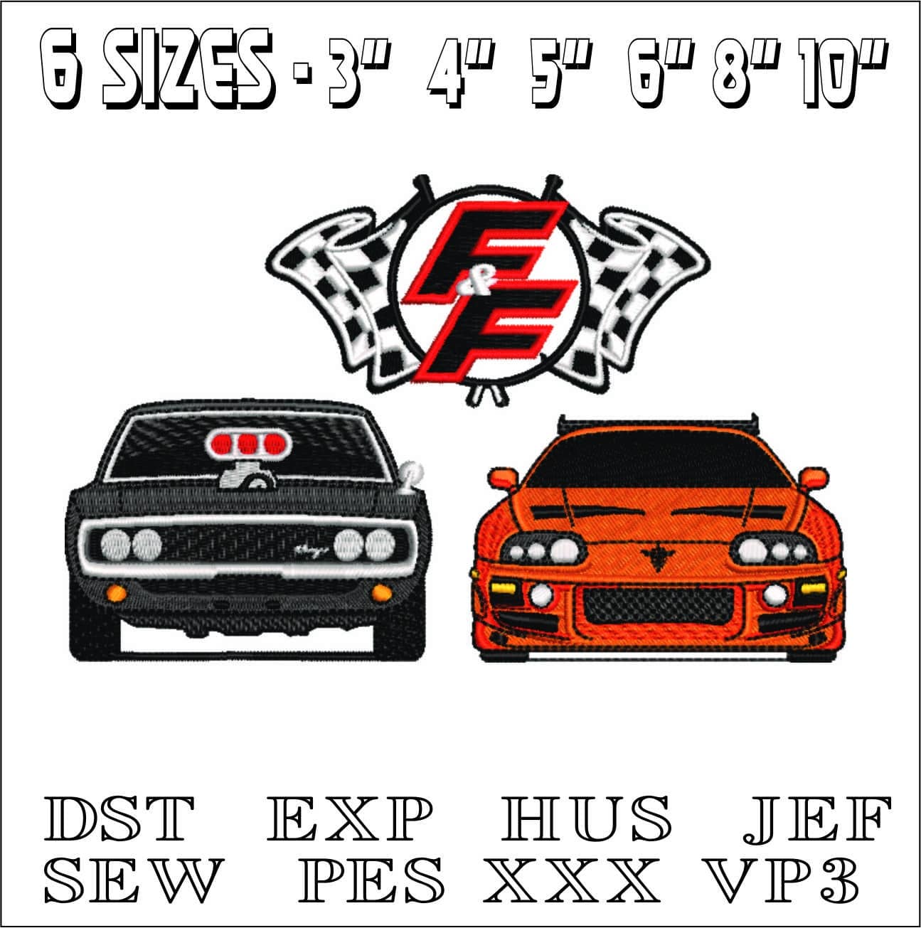 Fast and Furious Charger and Supra- Swoosh - Nike Car embroidery design - instant download — view 2