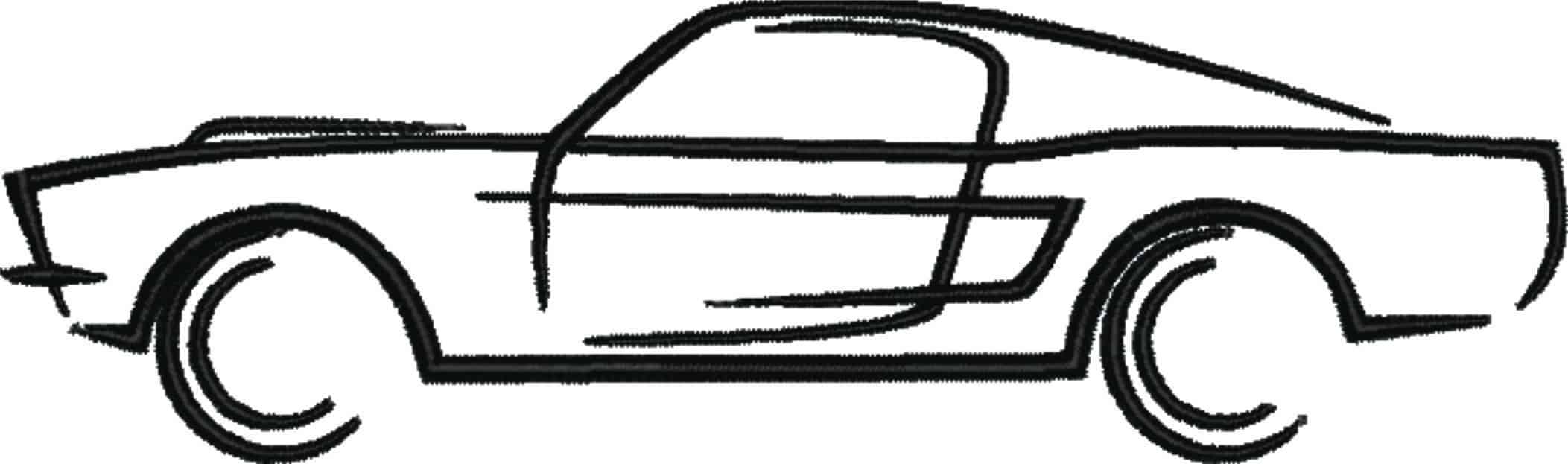 Mustang Fastback Line drawing - Swoosh - Nike Car embroidery design - instant download — view 4