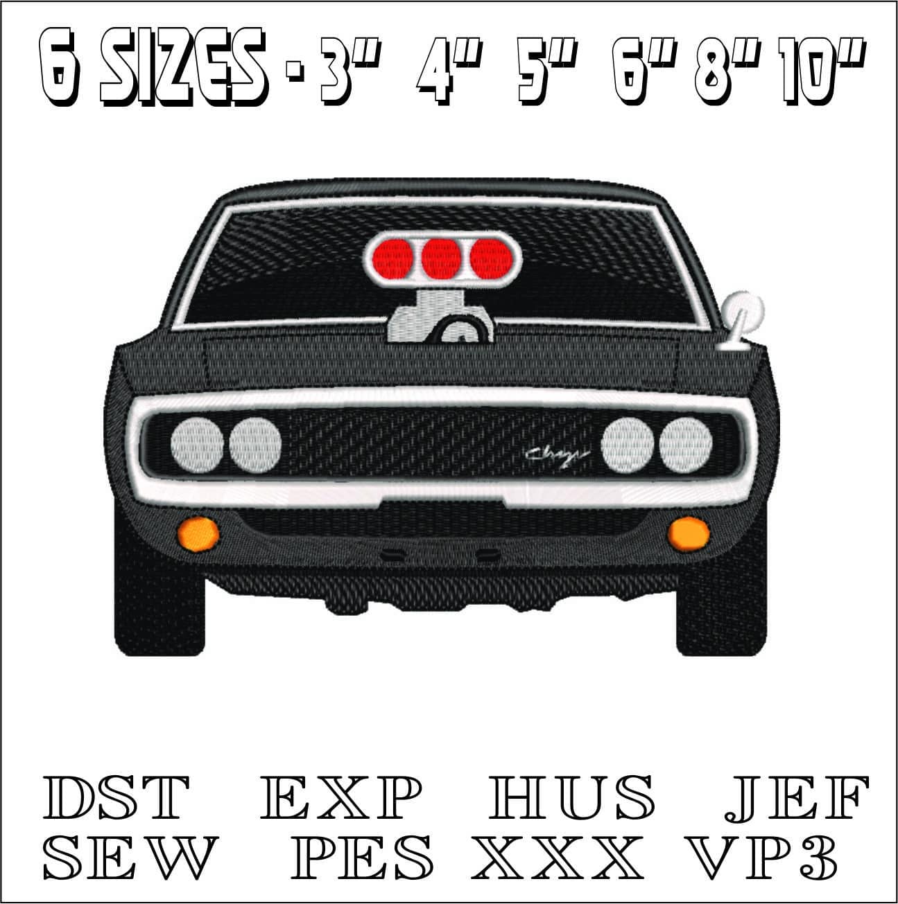 Fast and Furious Charger Front- Swoosh - Nike Car embroidery design - instant download — view 2