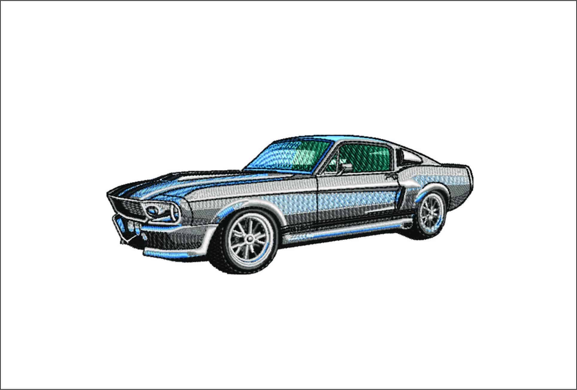 Ford Mustang GT500 - Eleanor Gone in 60 Seconds - Swoosh - Nike Car embroidery design - instant download
