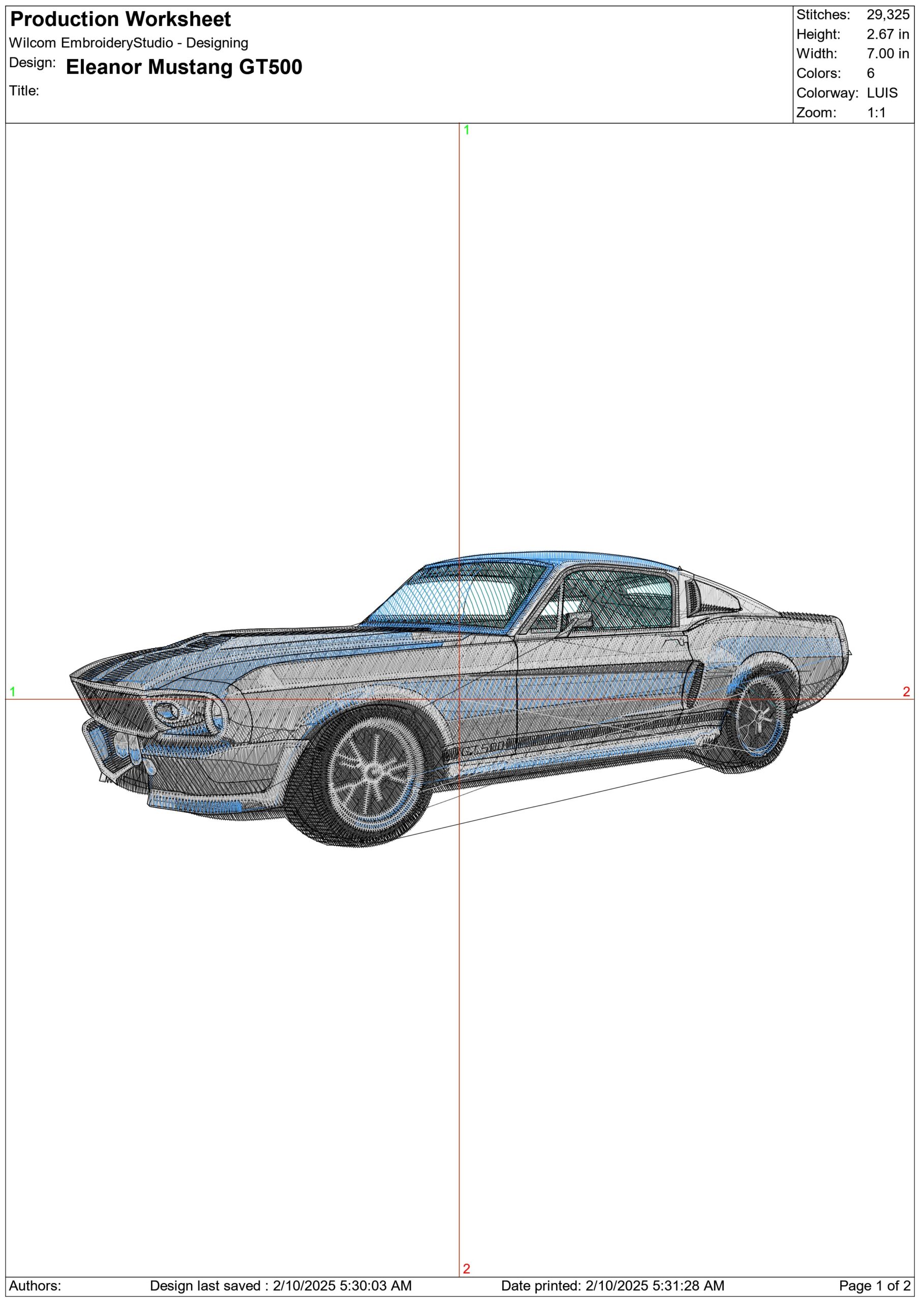 Ford Mustang GT500 - Eleanor Gone in 60 Seconds - Swoosh - Nike Car embroidery design - instant download — view 3