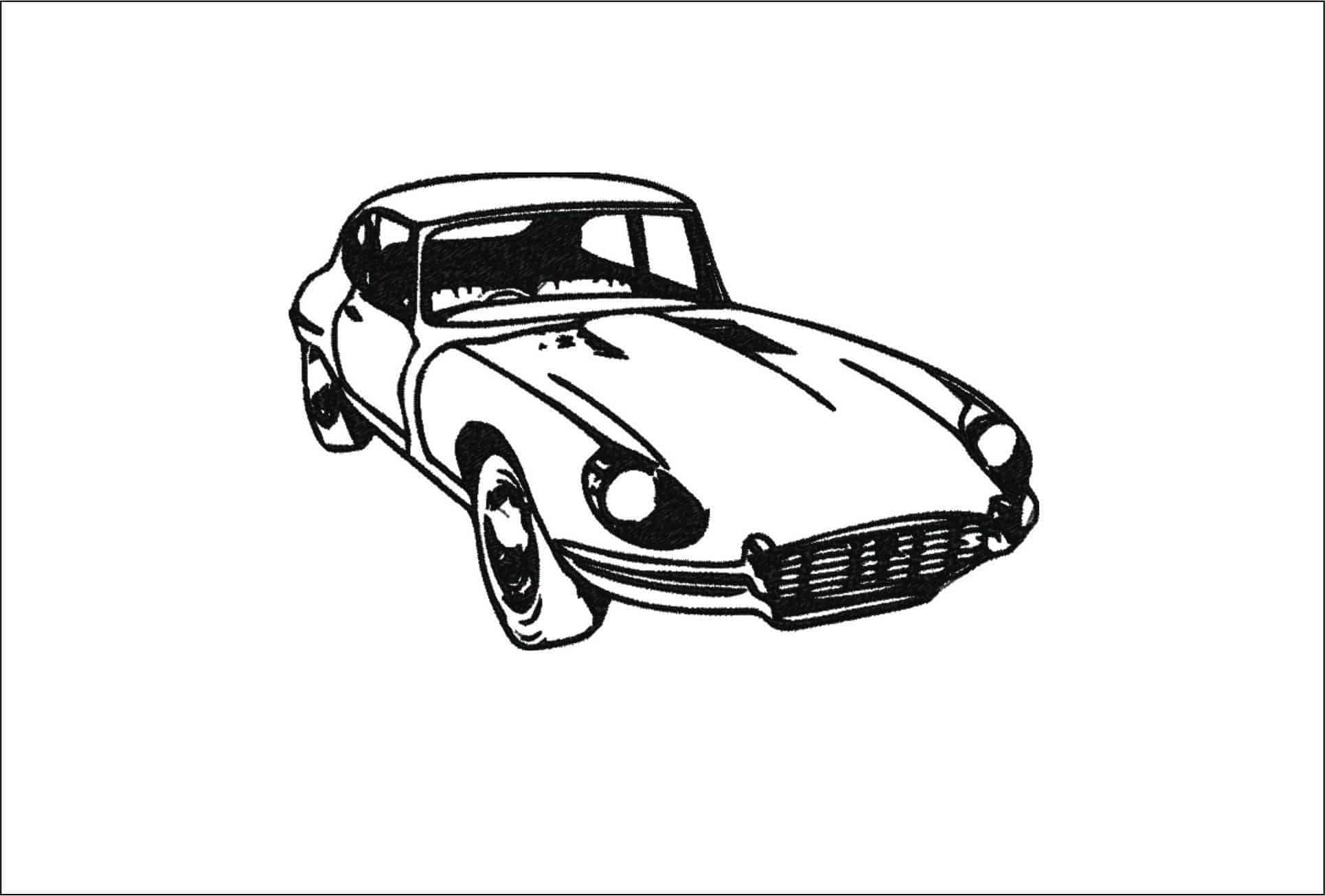 E Type Jaguar Line drawing - Swoosh - Nike Car embroidery design - instant download