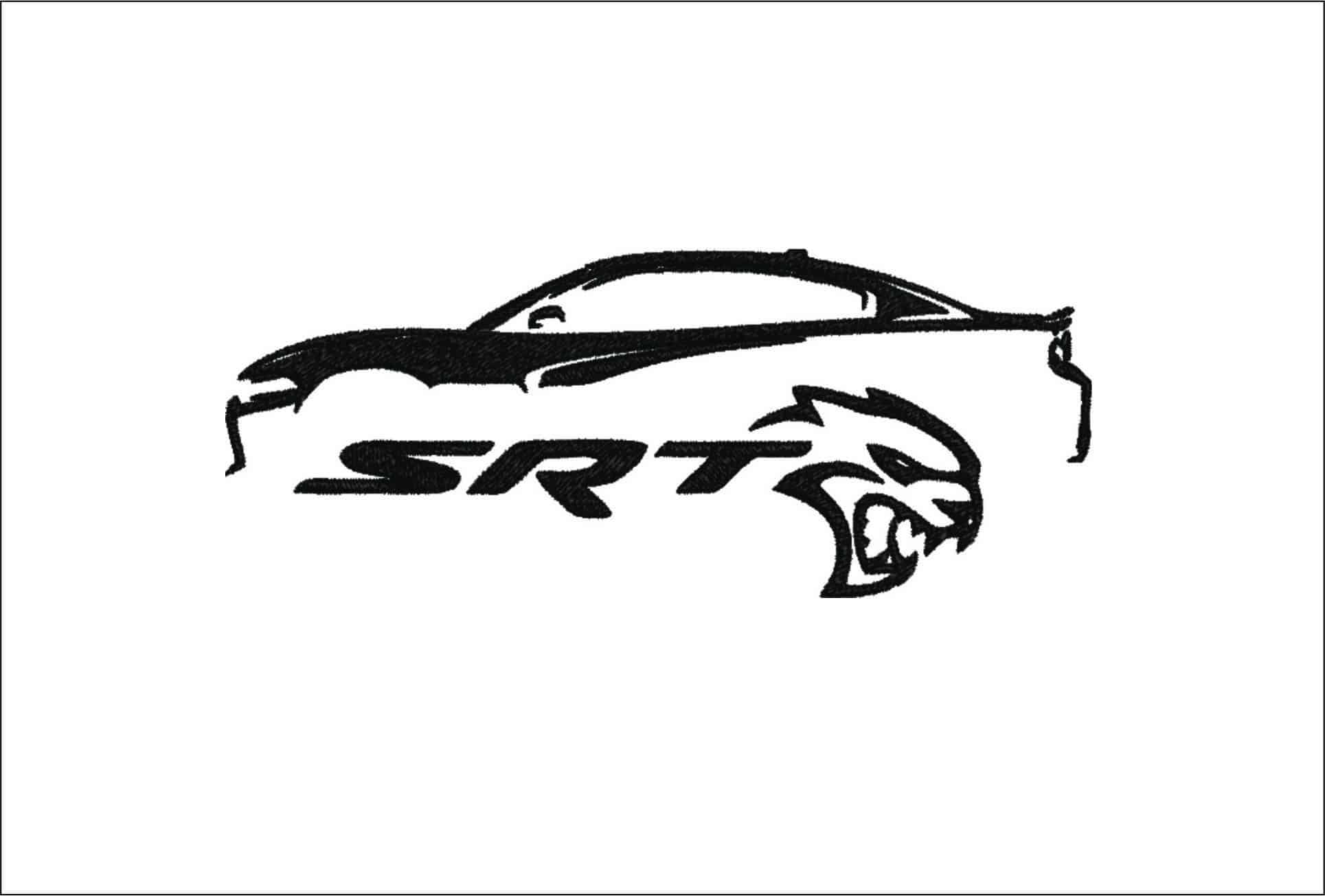 Dodge Challenger Hellcat SRT- Swoosh - Nike Car embroidery design - instant download