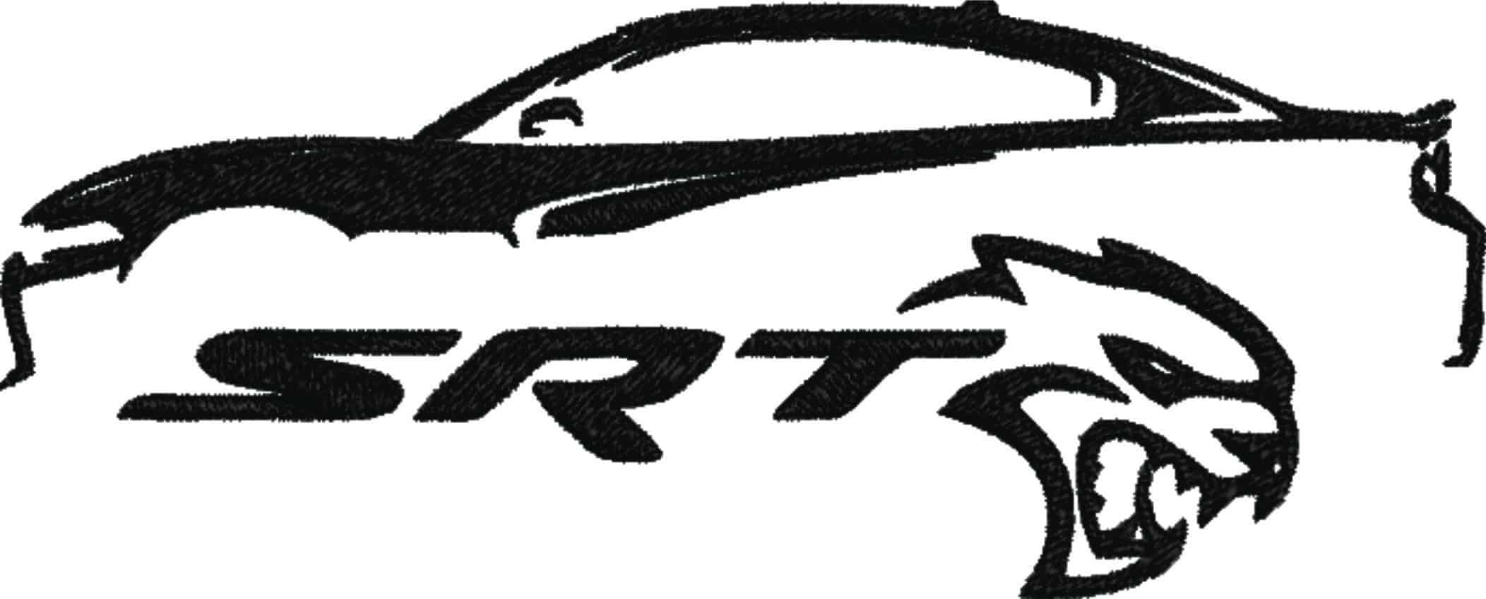 Dodge Challenger Hellcat SRT- Swoosh - Nike Car embroidery design - instant download — view 3