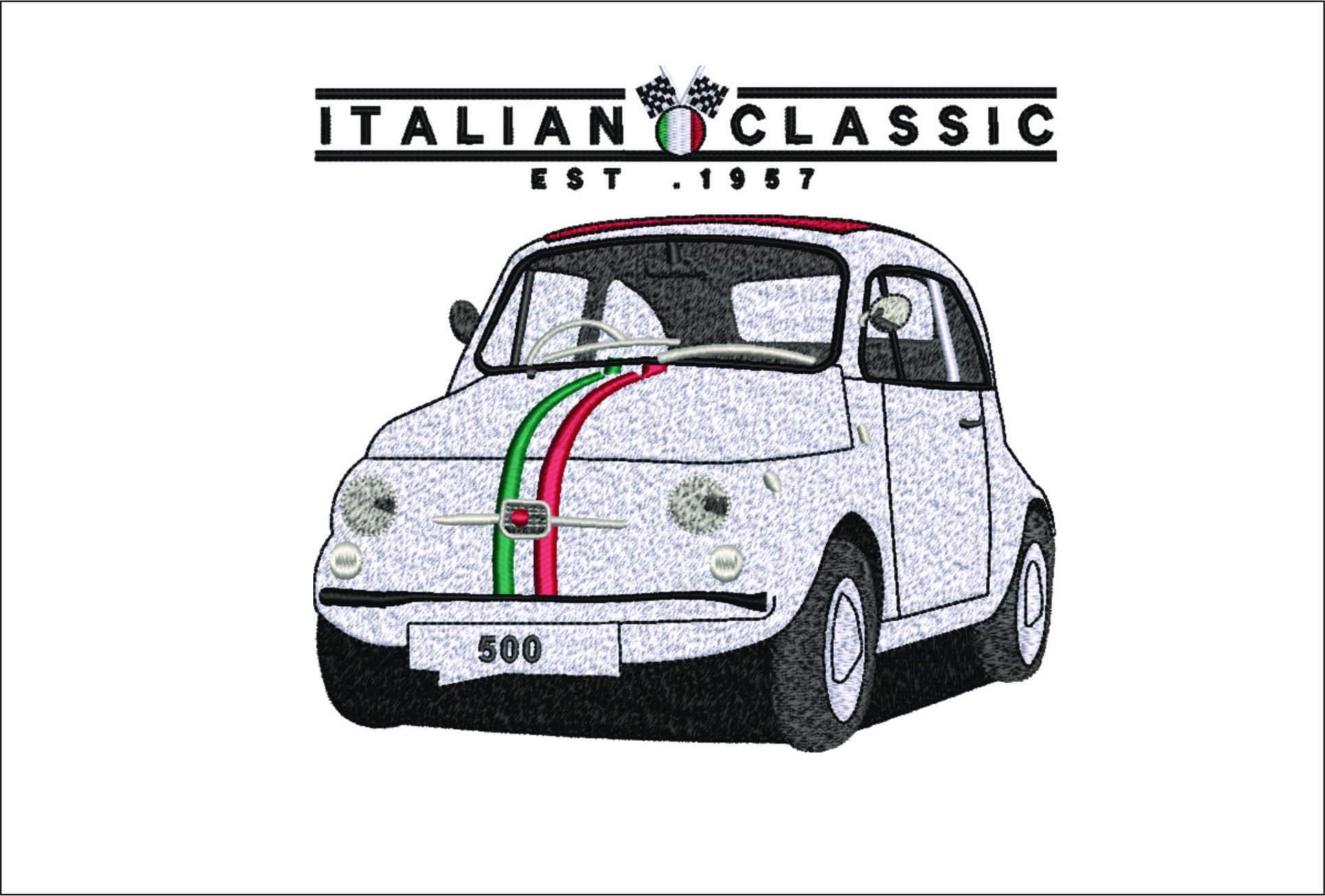 Fiat 500 - Swoosh - Nike Car embroidery design - instant download