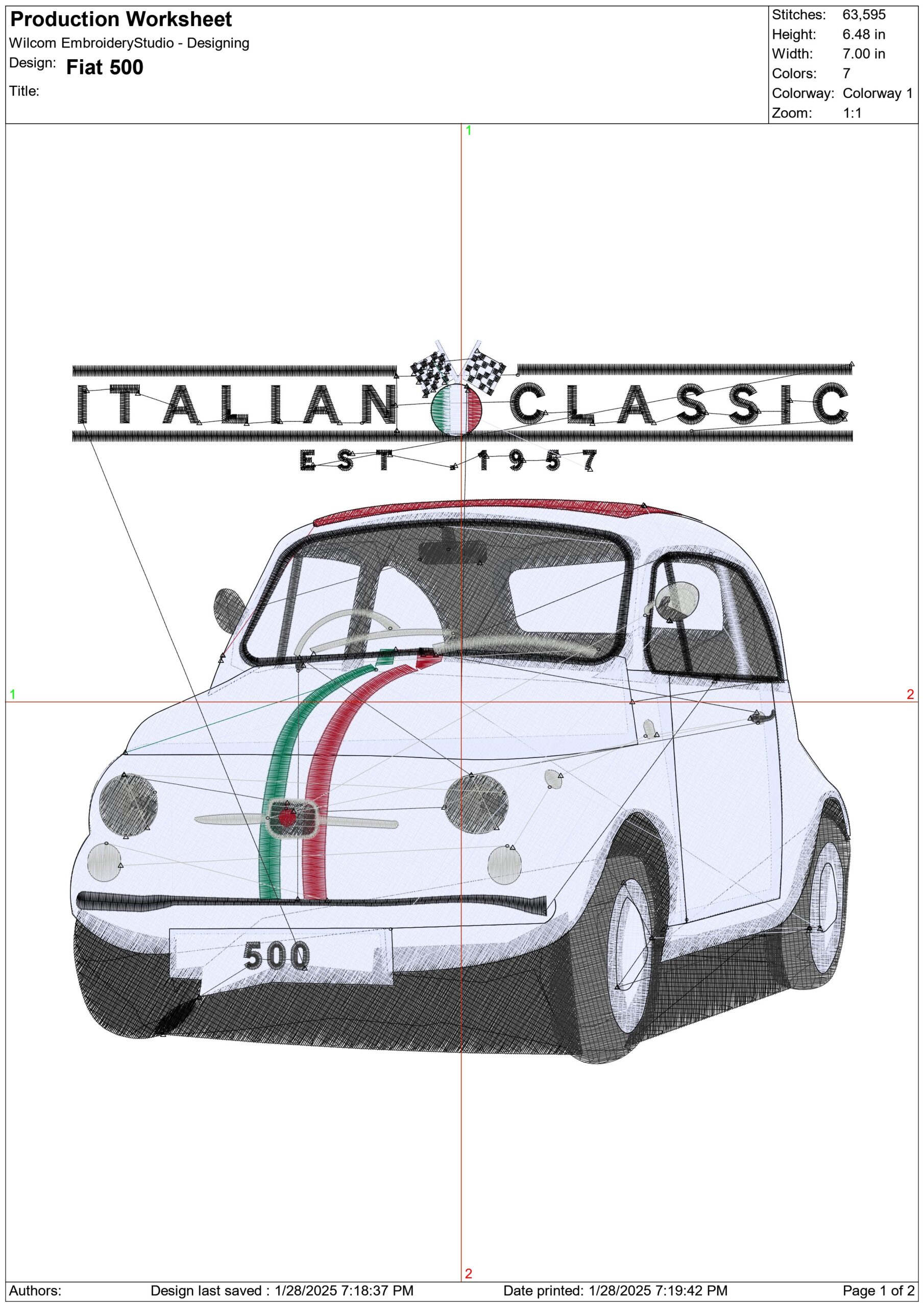 Fiat 500 - Swoosh - Nike Car embroidery design - instant download — view 3