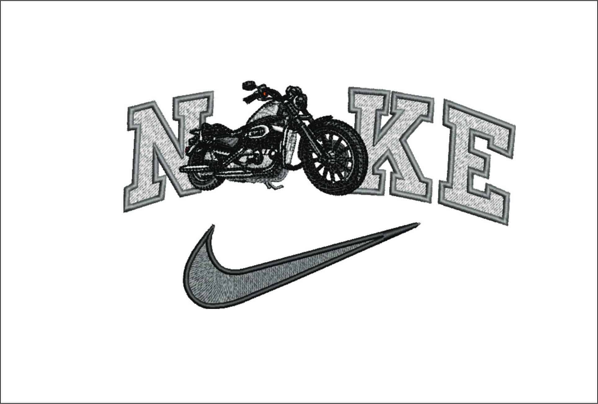 Nike Swoosh Harley Davidson Softail- Harley - Swoosh - Nike Motor Cycle embroidery design - instant download