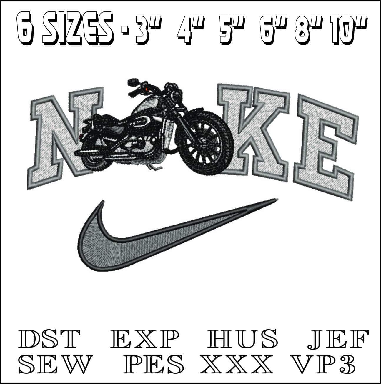 Nike Swoosh Harley Davidson Softail- Harley - Swoosh - Nike Motor Cycle embroidery design - instant download — view 2
