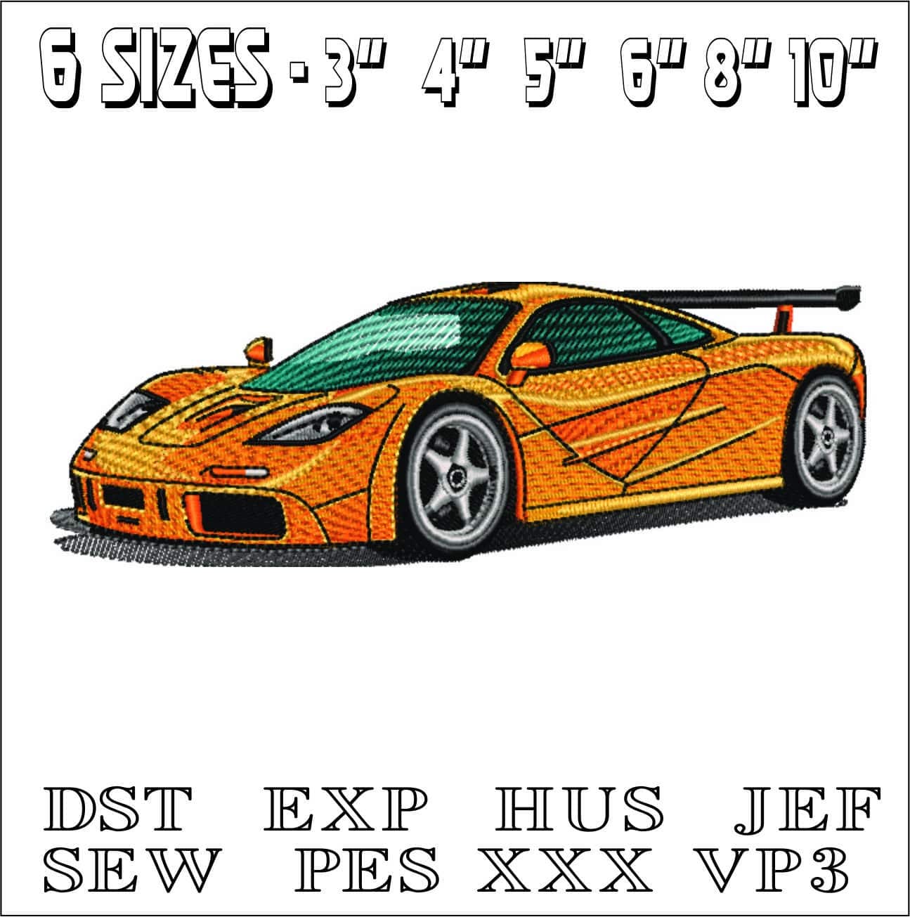 McLaren F1 Supercar - Swoosh - Nike Car embroidery design - instant download — view 2