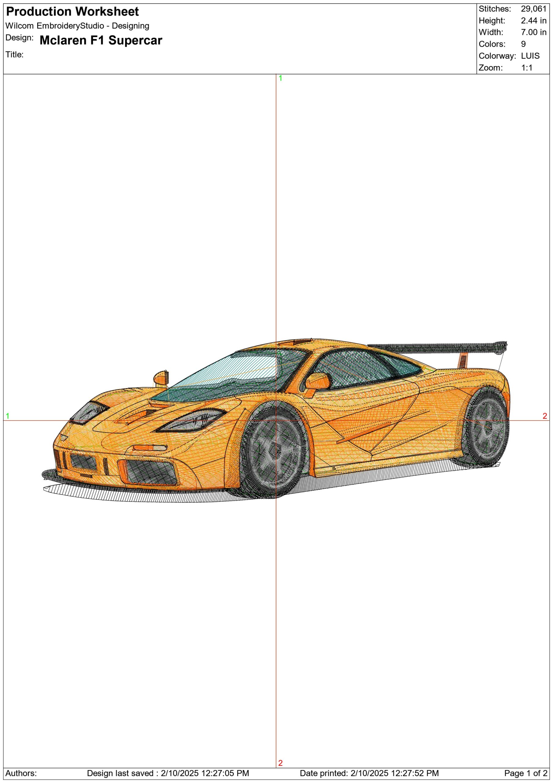 McLaren F1 Supercar - Swoosh - Nike Car embroidery design - instant download — view 3