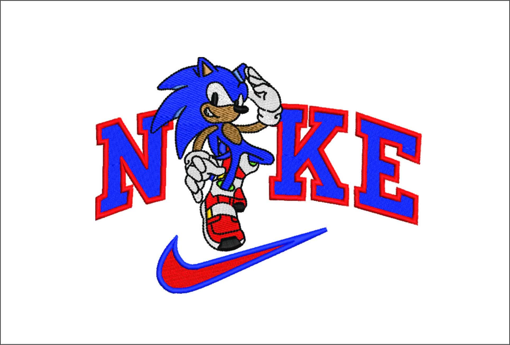 Nike Swoosh Sonic the Hedgehog thumbs up - Nike embroidery design file - instant download in a frame
