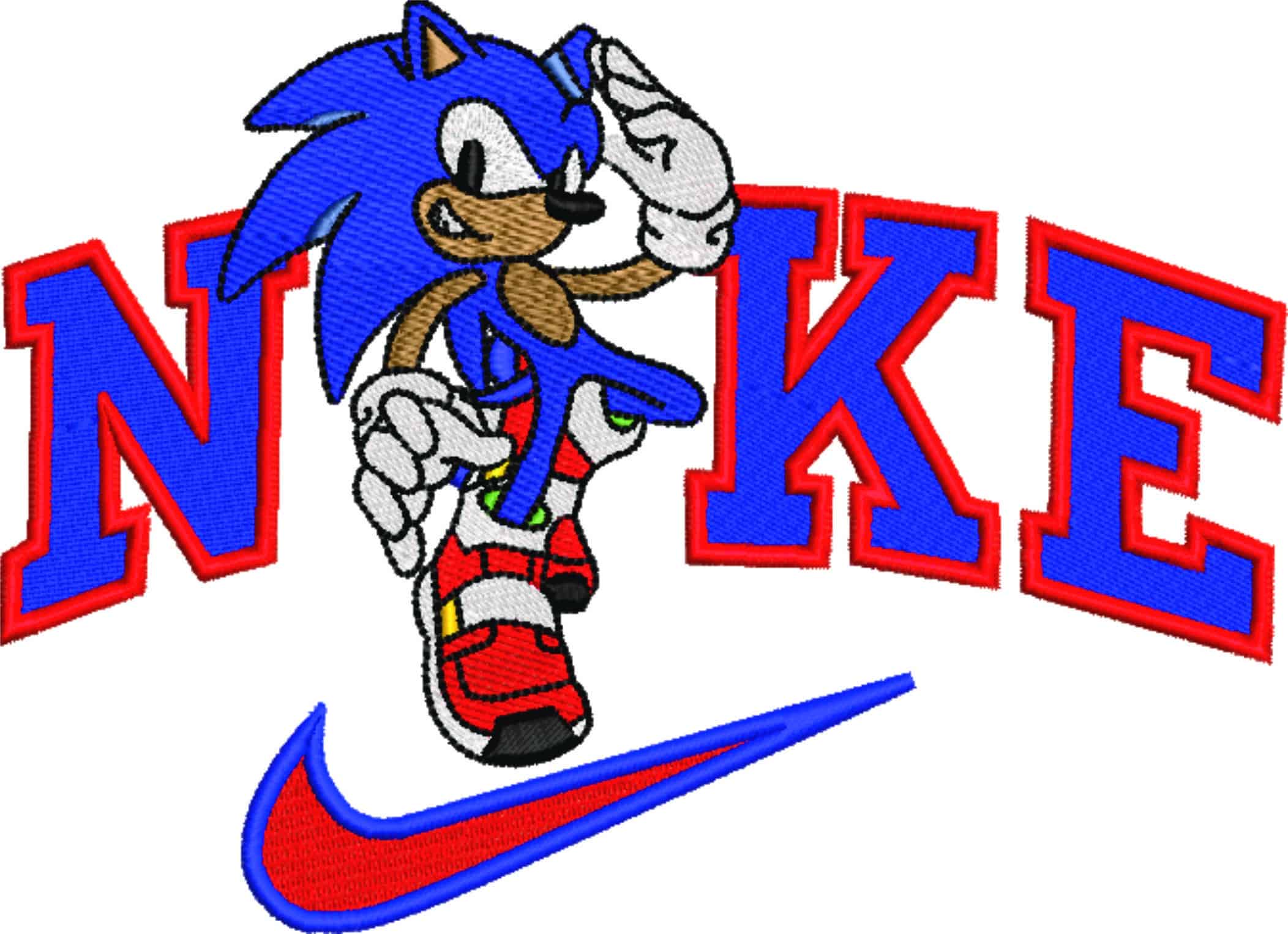 Nike Swoosh Sonic the Hedgehog thumbs up - Nike embroidery design file - instant download in a frame — view 5