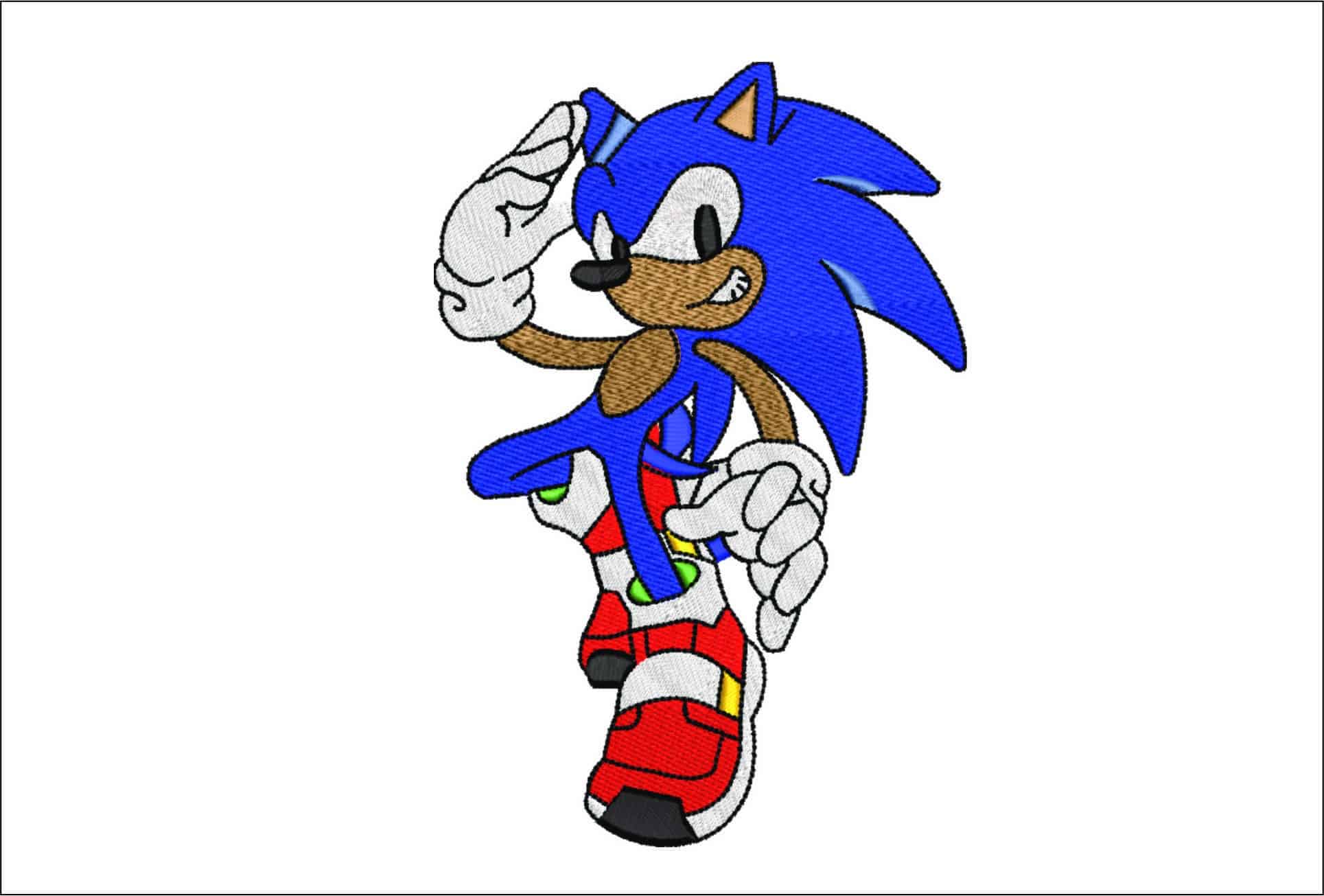 Sonic the hedgehog - Nike embroidery design file - instant download in a frame