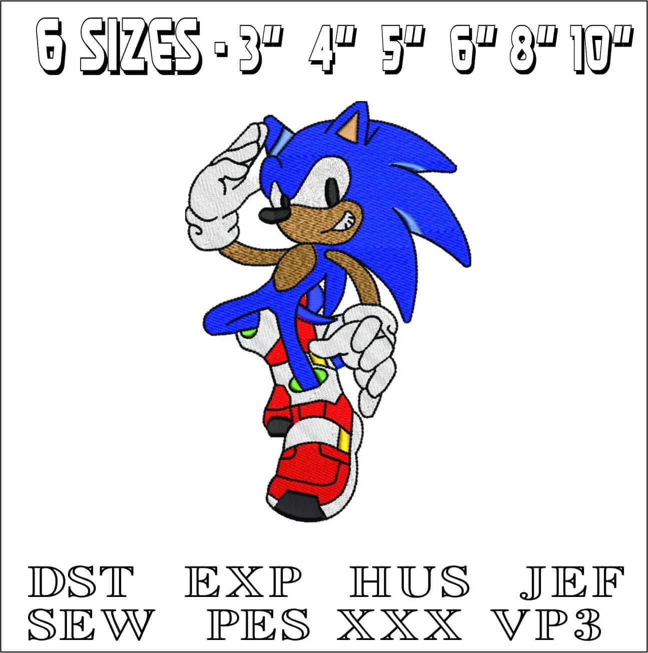 Sonic the hedgehog - Nike embroidery design file - instant download in a frame — view 2