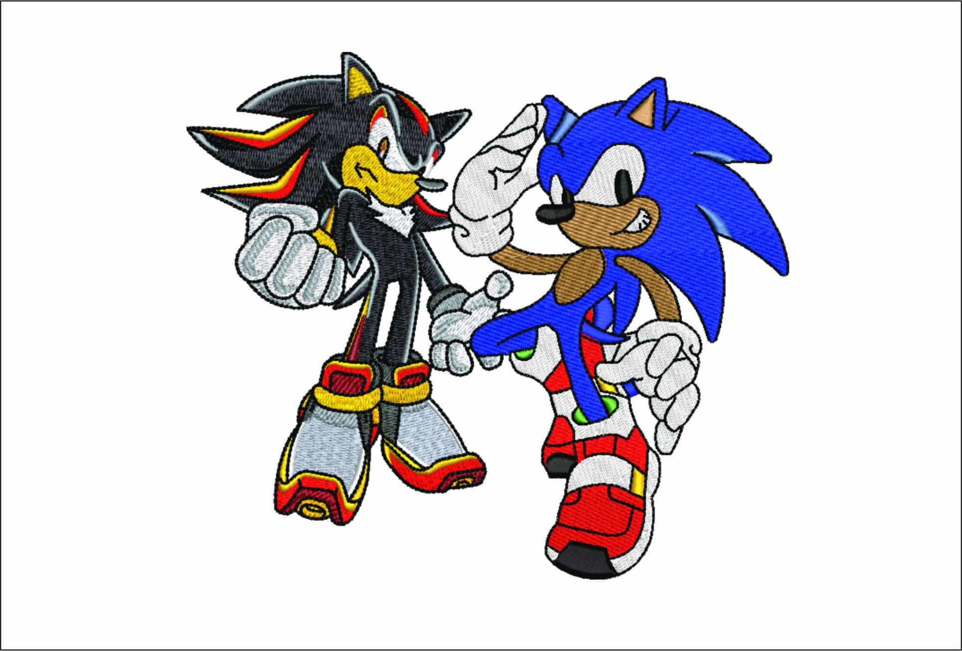 Sonic and Shadow the Hedgehog - Nike embroidery design file - instant download