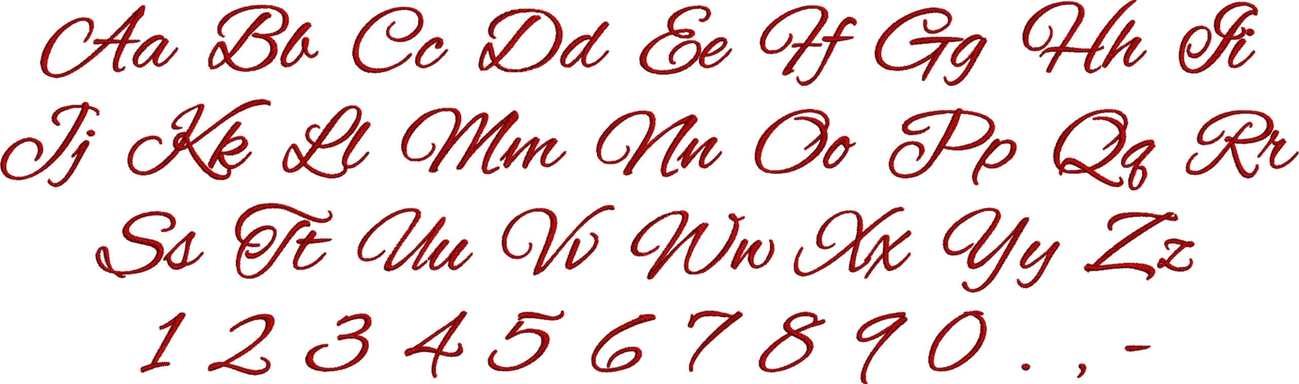 Alex Brush Font Embroidery Font Set - 0.5" 1" 1.5" 2" 2.5" 3"  - Machine Embroidery Alphabet Font - instant download — view 3
