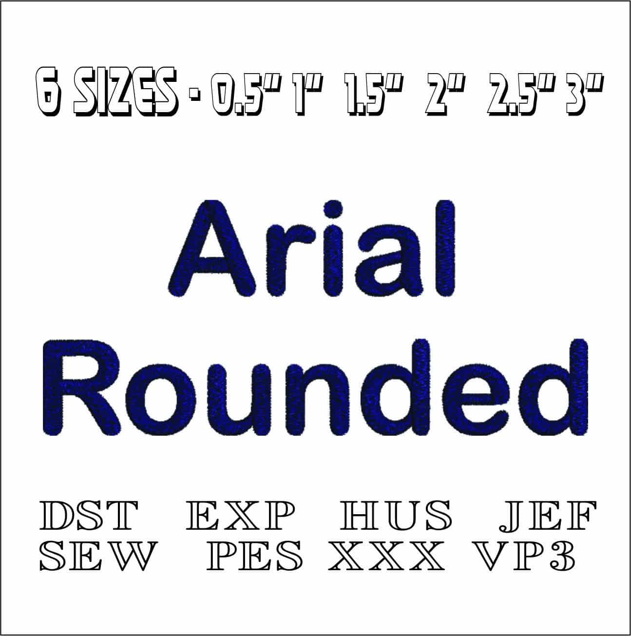 Arial Rounded Font Embroidery Font Set - 0.5" 1" 1.5" 2" 2.5" 3"  - Machine Embroidery Alphabet Font - instant download — view 2