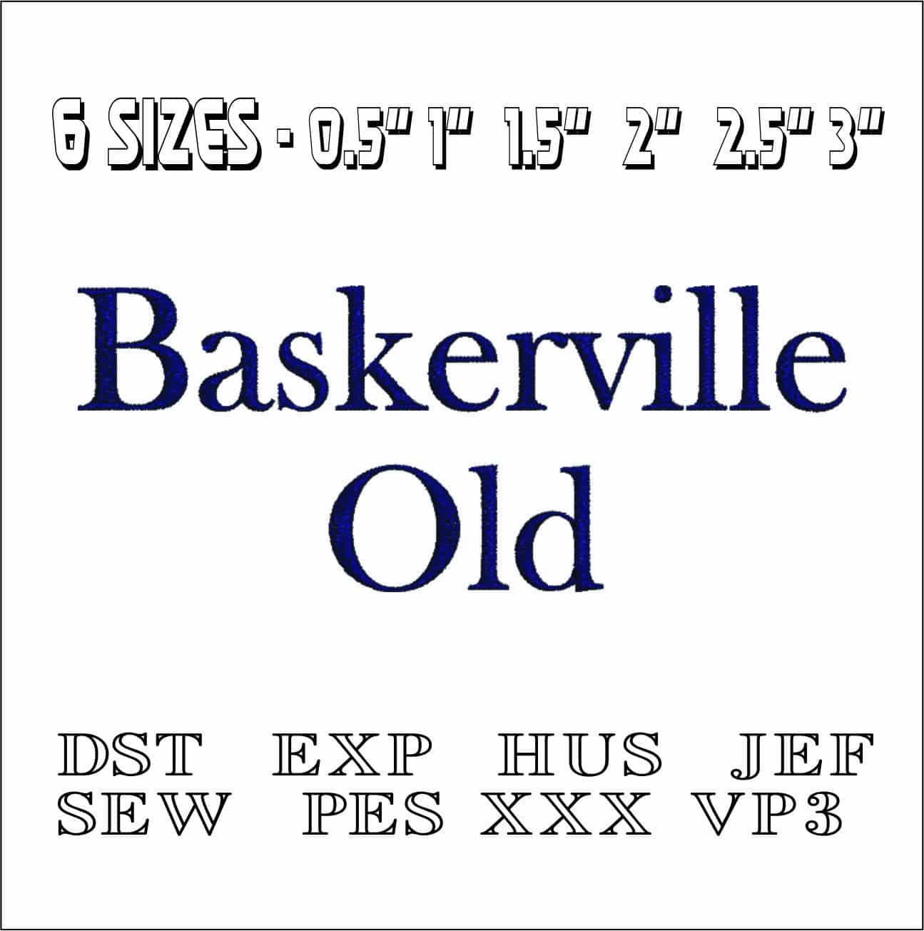 Baskerville Old Font Embroidery Font Set - 0.5" 1" 1.5" 2" 2.5" 3"  - Machine Embroidery Alphabet Font - instant download — view 2