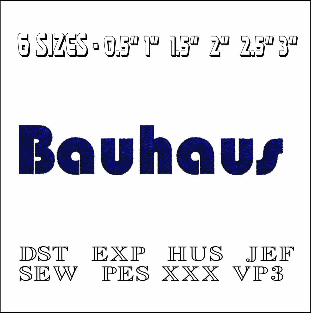 Bauhaus Font Embroidery Font Set - 0.5" 1" 1.5" 2" 2.5" 3"  - Machine Embroidery Alphabet Font - instant download — view 2